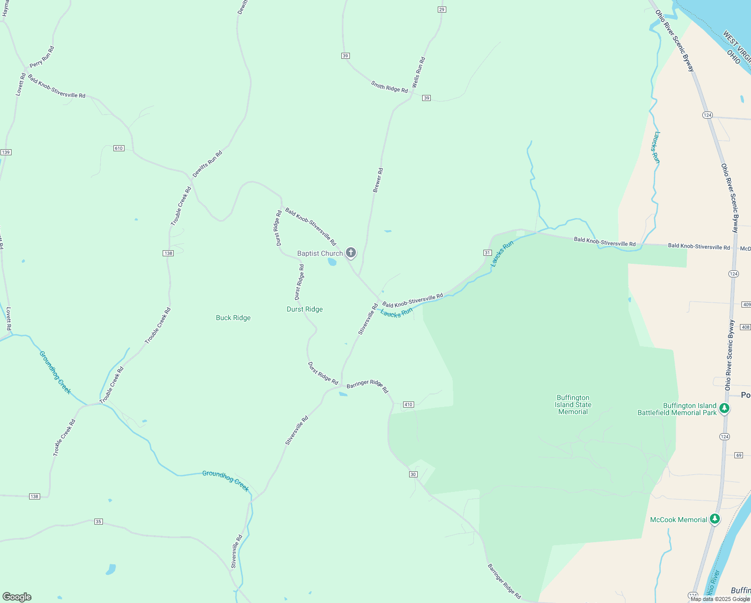 map of restaurants, bars, coffee shops, grocery stores, and more near 52875 Cr 31 Bald Knob Stiversville Road in Portland