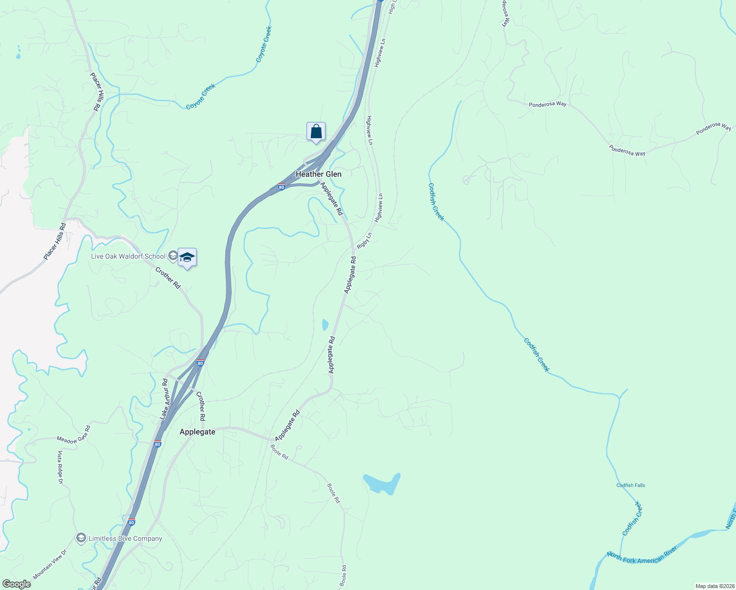 map of restaurants, bars, coffee shops, grocery stores, and more near 586 West Dundee Court in Colfax