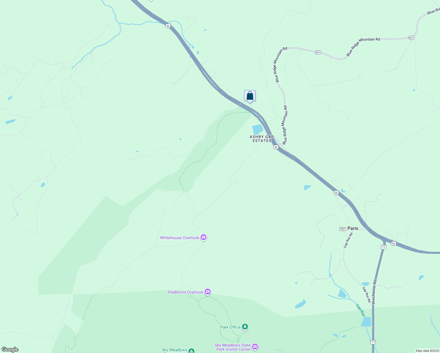map of restaurants, bars, coffee shops, grocery stores, and more near 823 Mcguire Circle in Berryville