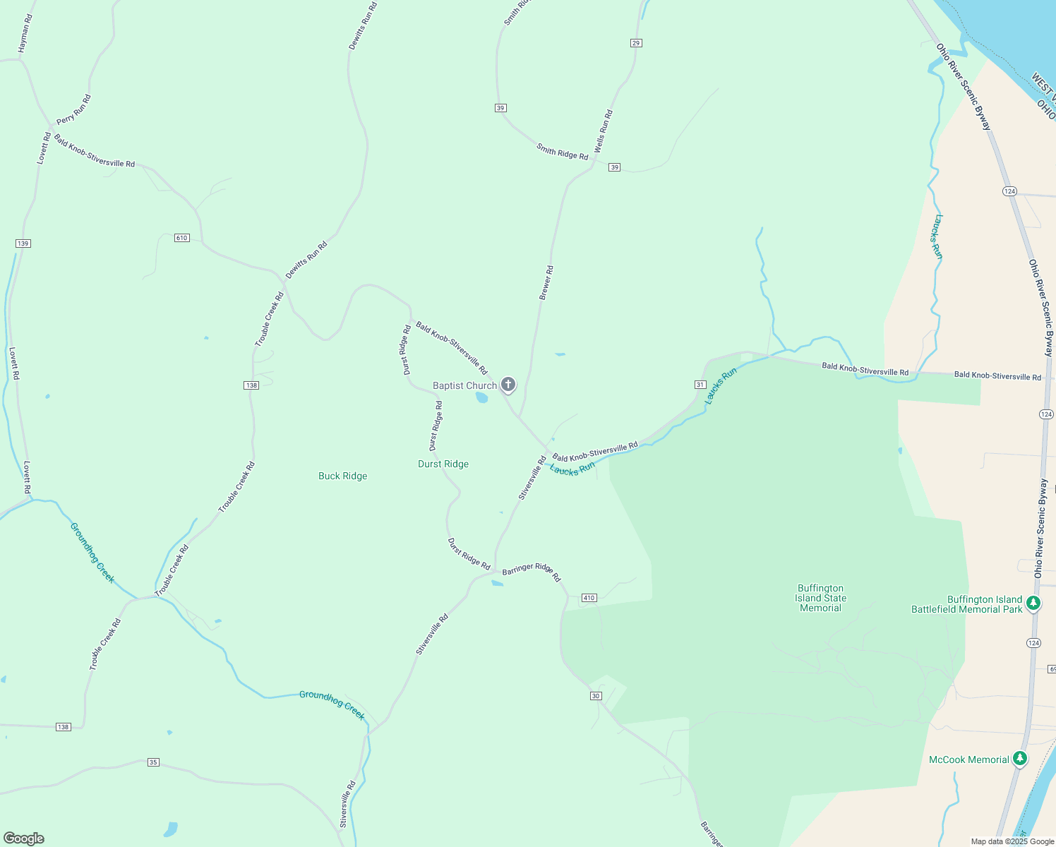map of restaurants, bars, coffee shops, grocery stores, and more near 52875 Cr 31 Bald Knob Stiversville Road in Portland