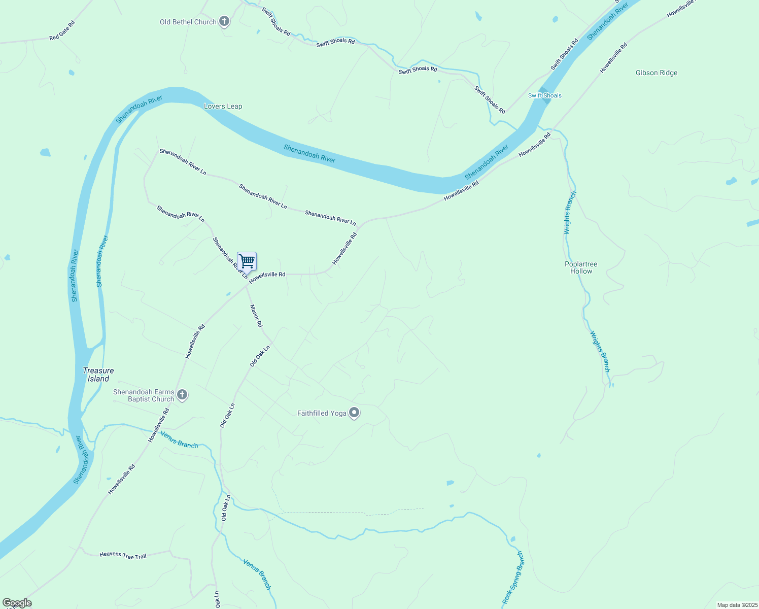 map of restaurants, bars, coffee shops, grocery stores, and more near 487 Anamaria Lane in Front Royal