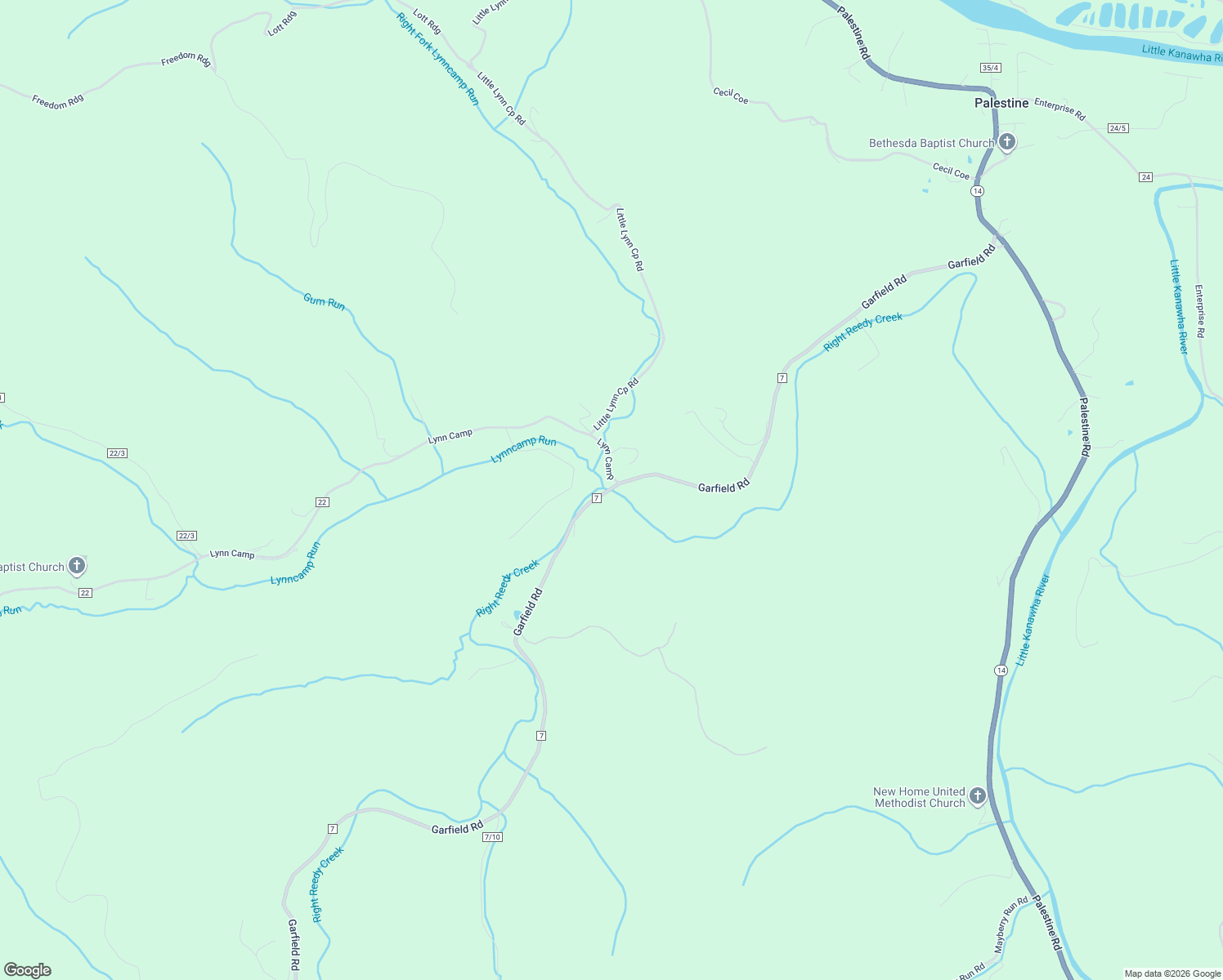 map of restaurants, bars, coffee shops, grocery stores, and more near 1480 Garfield Road in Palestine