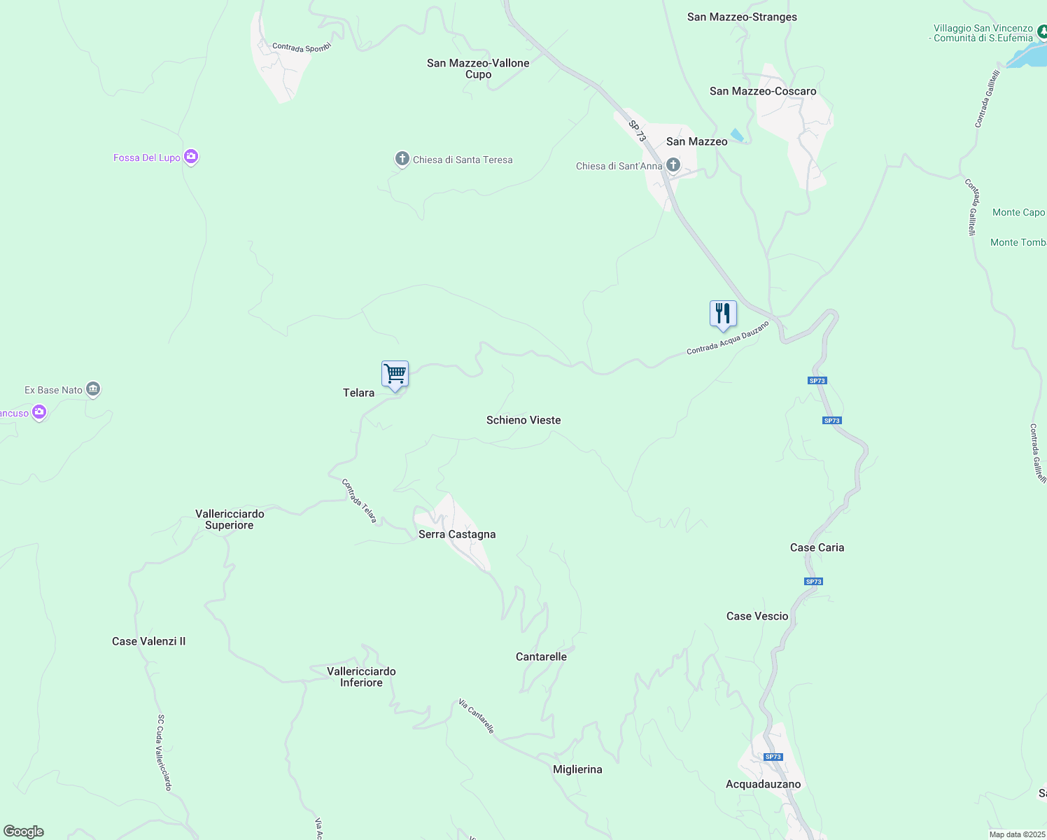 map of restaurants, bars, coffee shops, grocery stores, and more near in Schieno Vieste