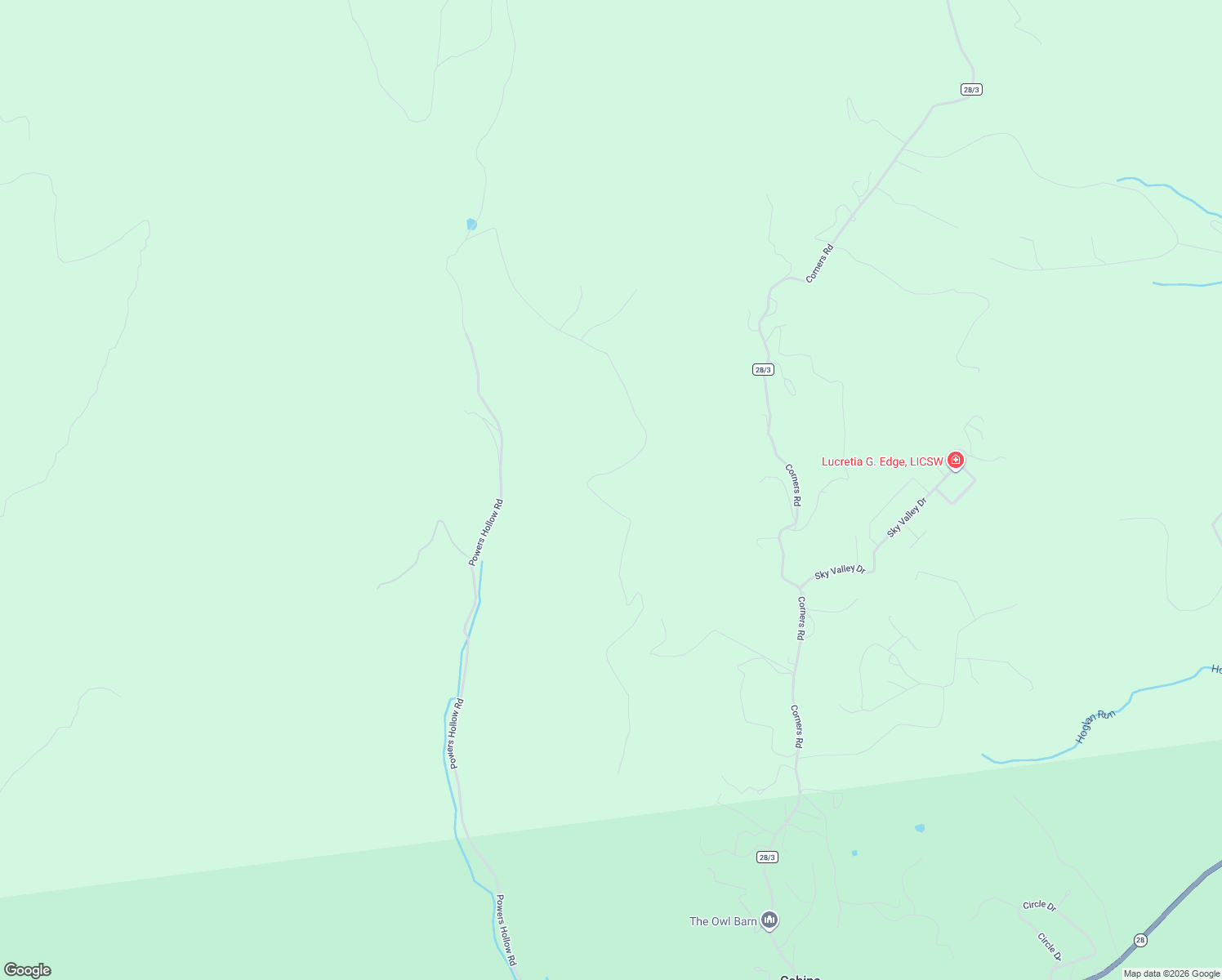 map of restaurants, bars, coffee shops, grocery stores, and more near 1079 Little Mountain Road in Cabins