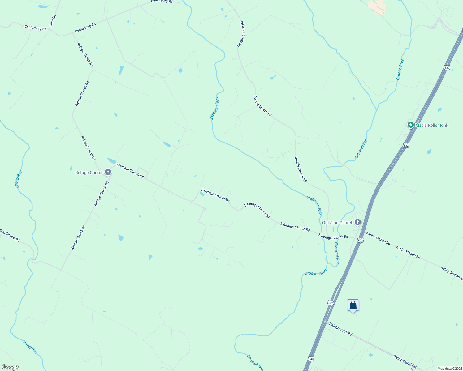 map of restaurants, bars, coffee shops, grocery stores, and more near 308 Tonys Hollow Lane in Stephens City