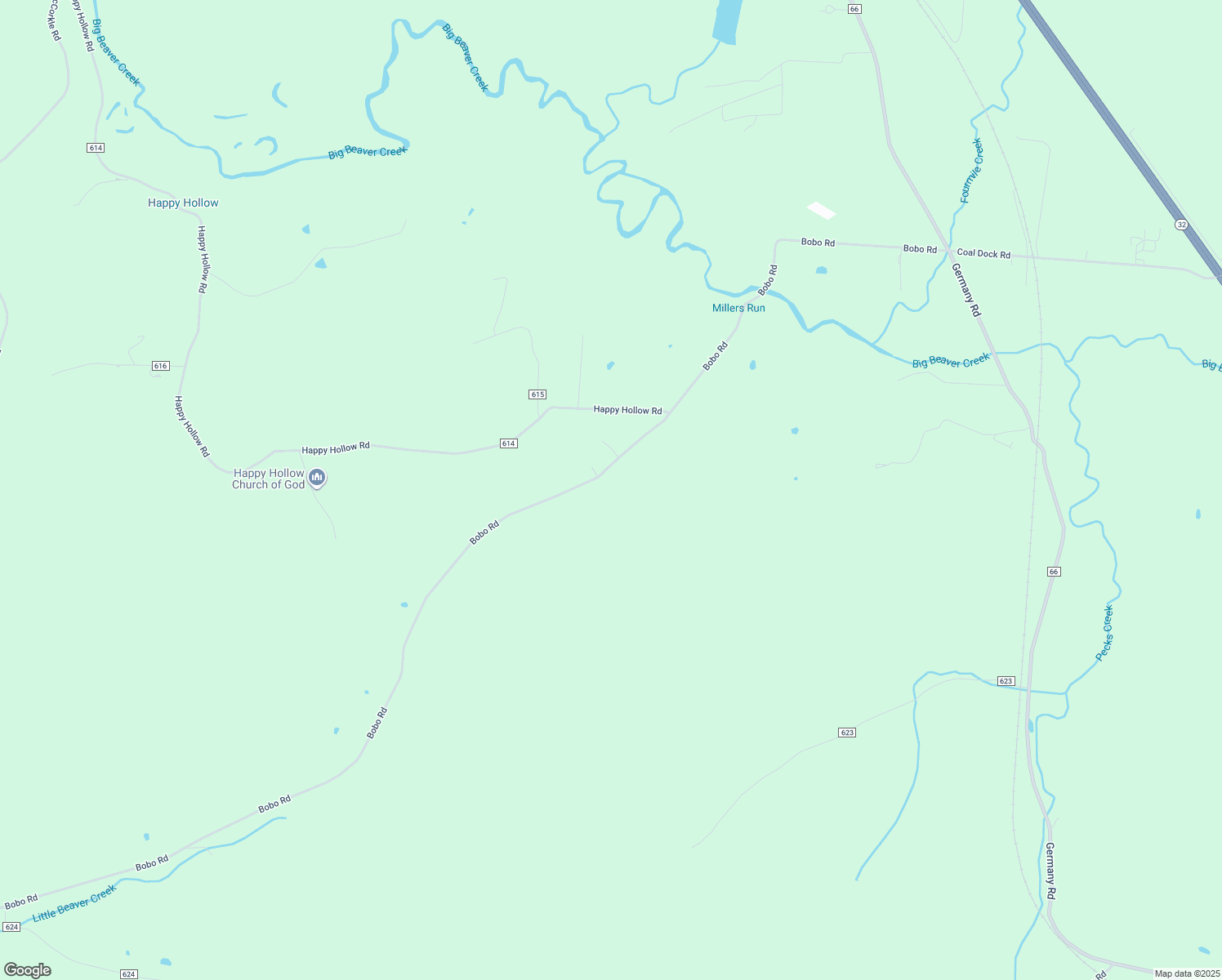 map of restaurants, bars, coffee shops, grocery stores, and more near 2832 Bobo Road in Beaver