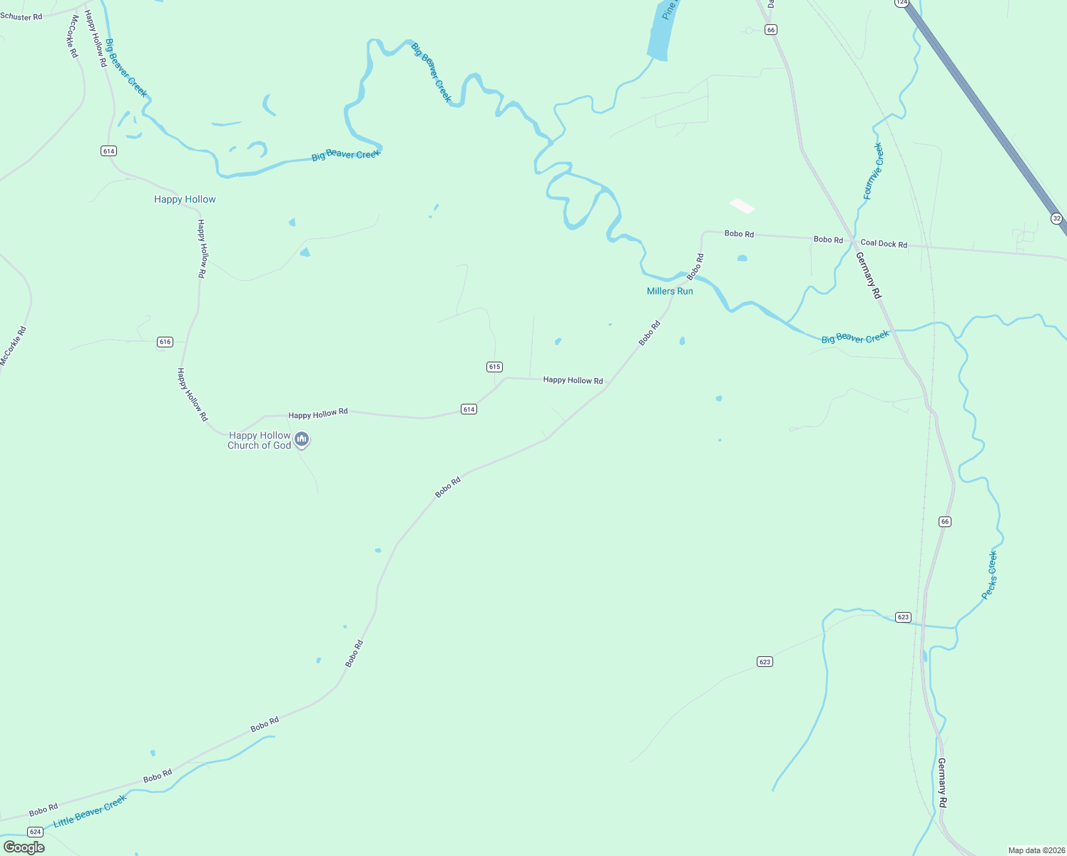 map of restaurants, bars, coffee shops, grocery stores, and more near 2835 Bobo Road in Beaver