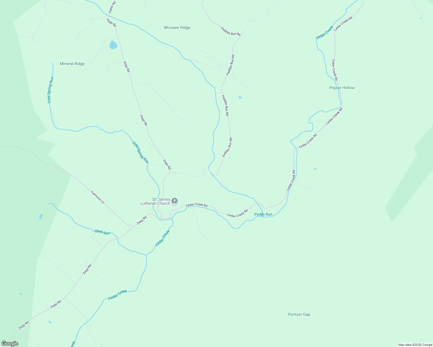 map of restaurants, bars, coffee shops, grocery stores, and more near 1605 Paddys Run Road in Star Tannery