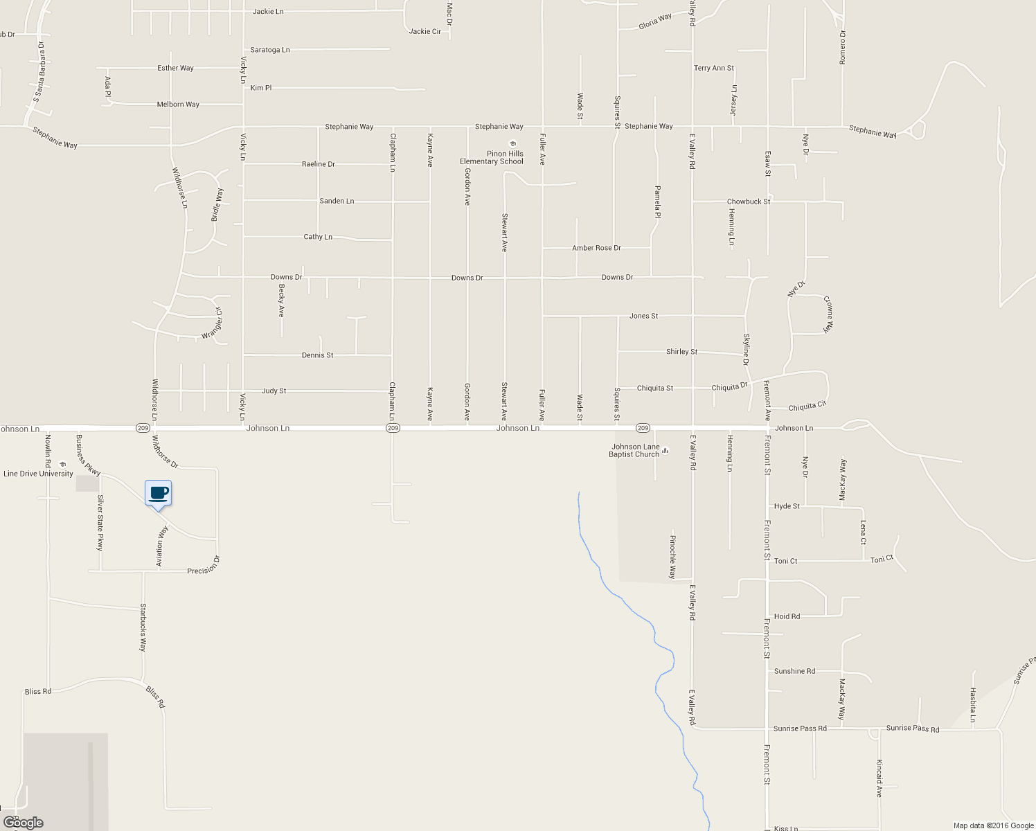 map of restaurants, bars, coffee shops, grocery stores, and more near 1488 Johnson Lane in Minden