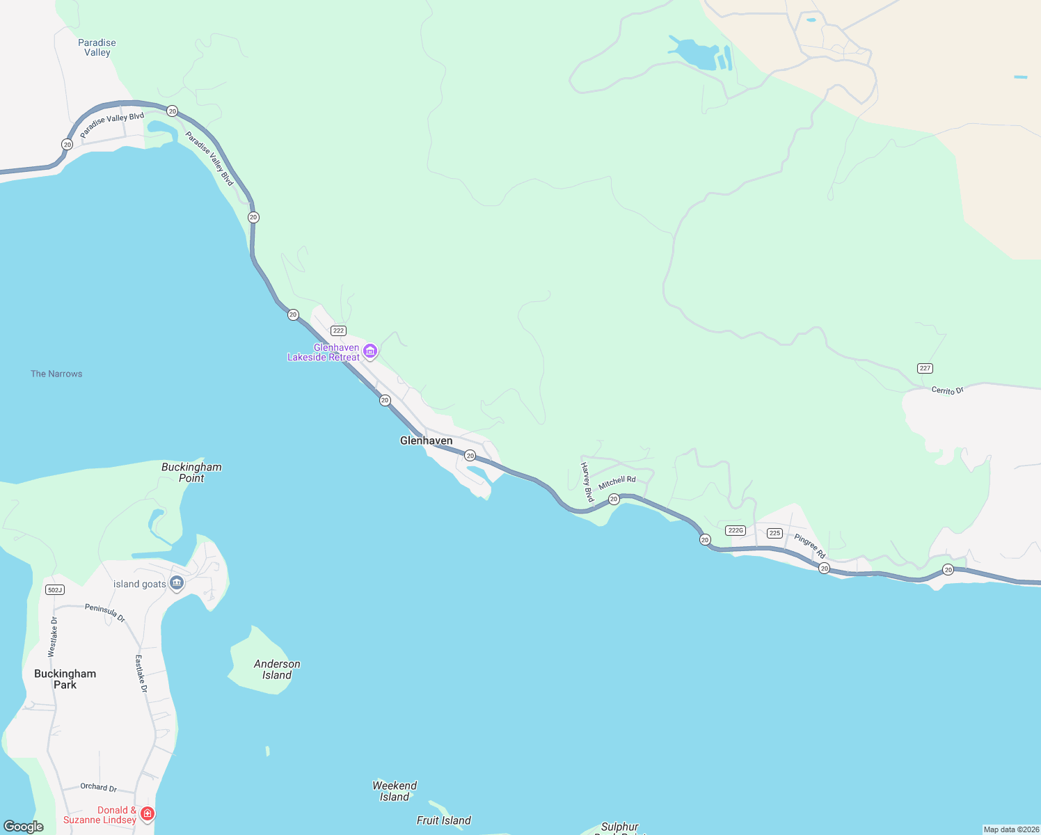map of restaurants, bars, coffee shops, grocery stores, and more near 9500 Glenhaven Drive in Glenhaven