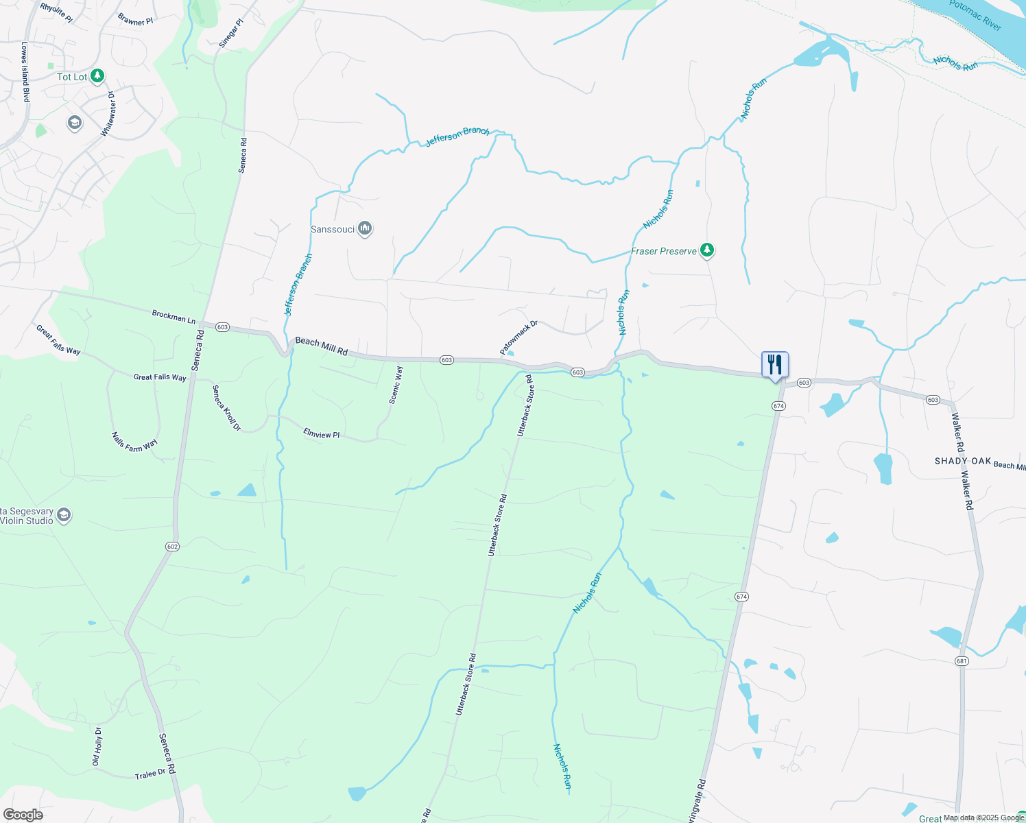 map of restaurants, bars, coffee shops, grocery stores, and more near 438 Utterback Store Road in Great Falls