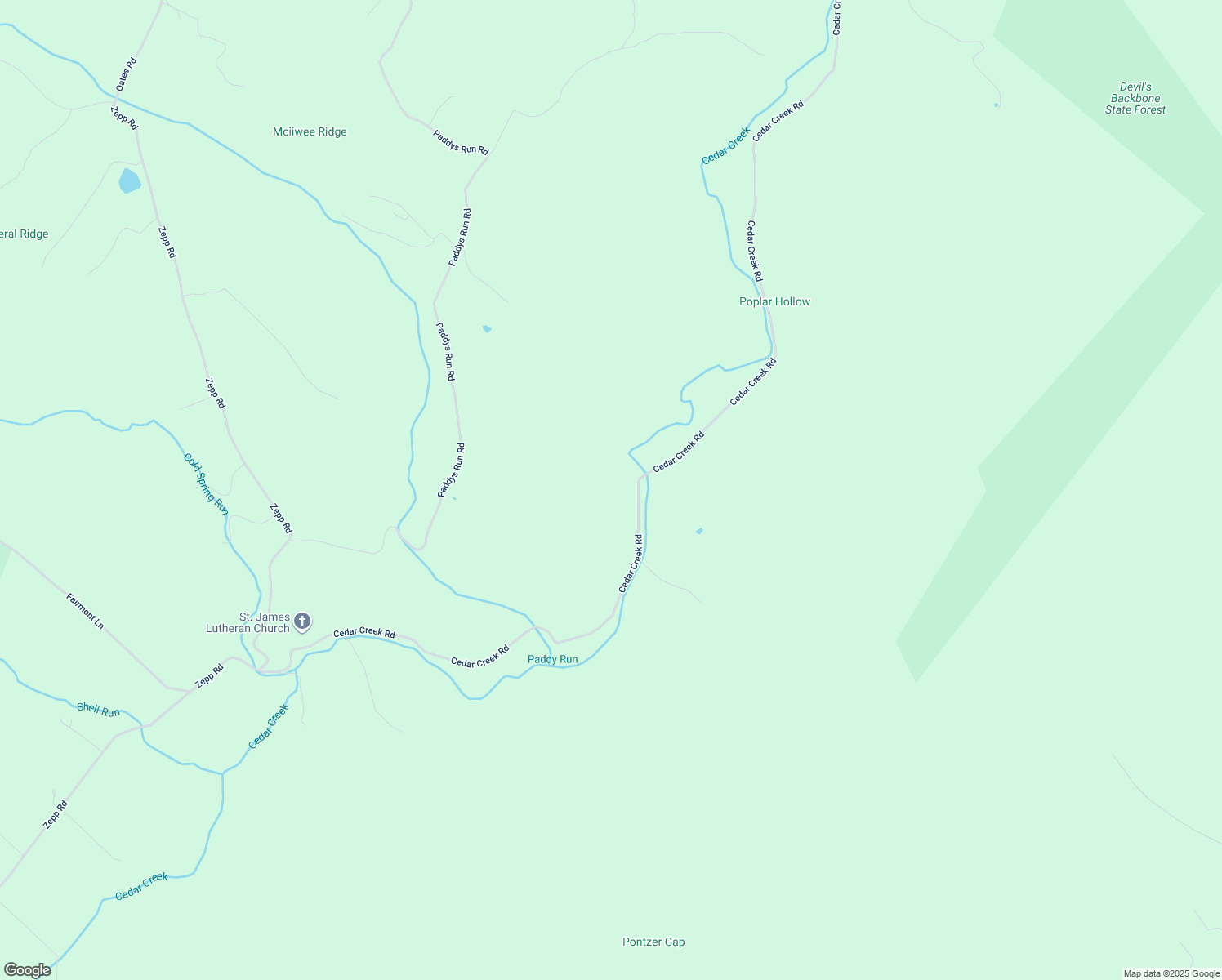 map of restaurants, bars, coffee shops, grocery stores, and more near 1525 Cedar Creek Road in Star Tannery