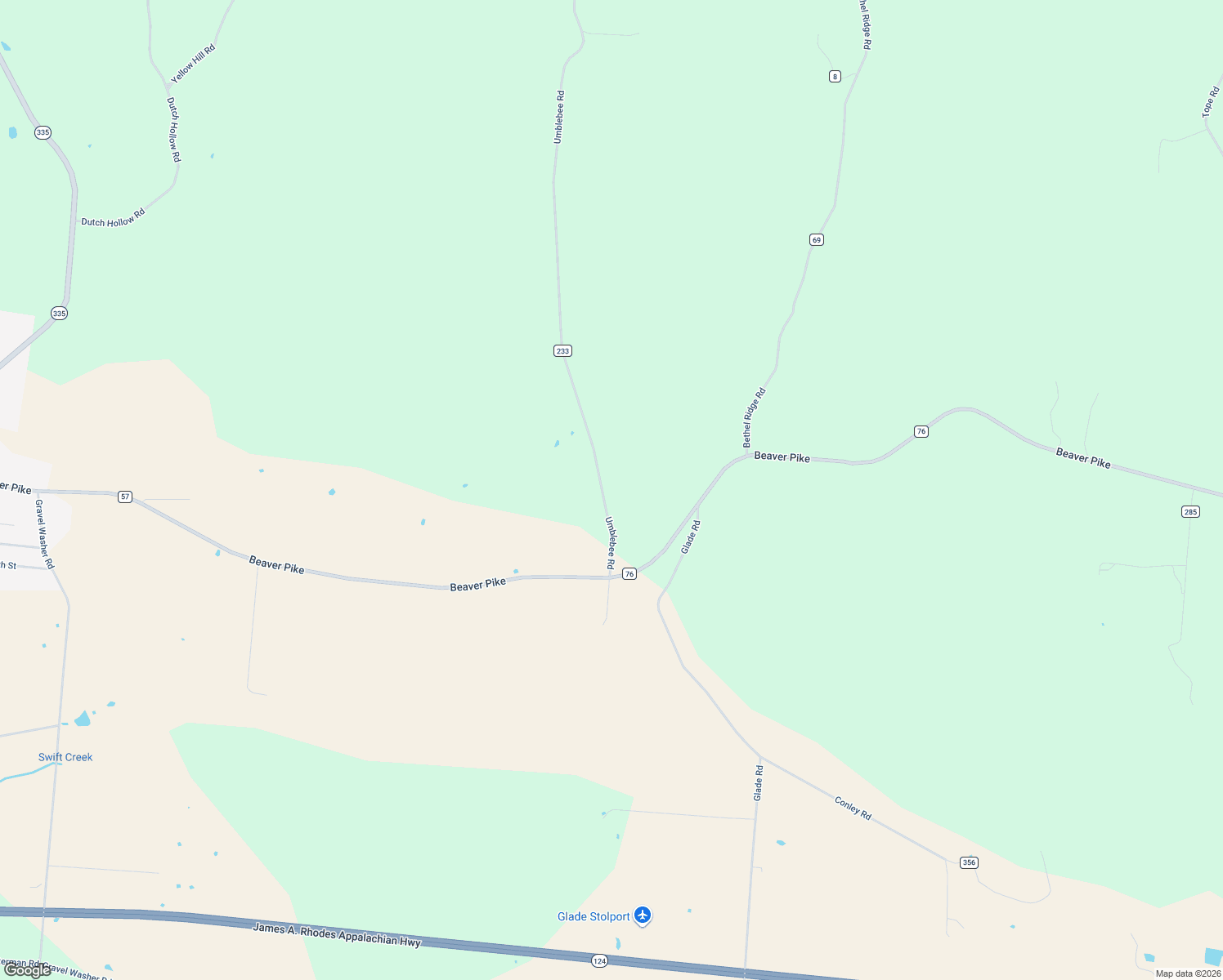 map of restaurants, bars, coffee shops, grocery stores, and more near 258 Umblebee Road in Beaver