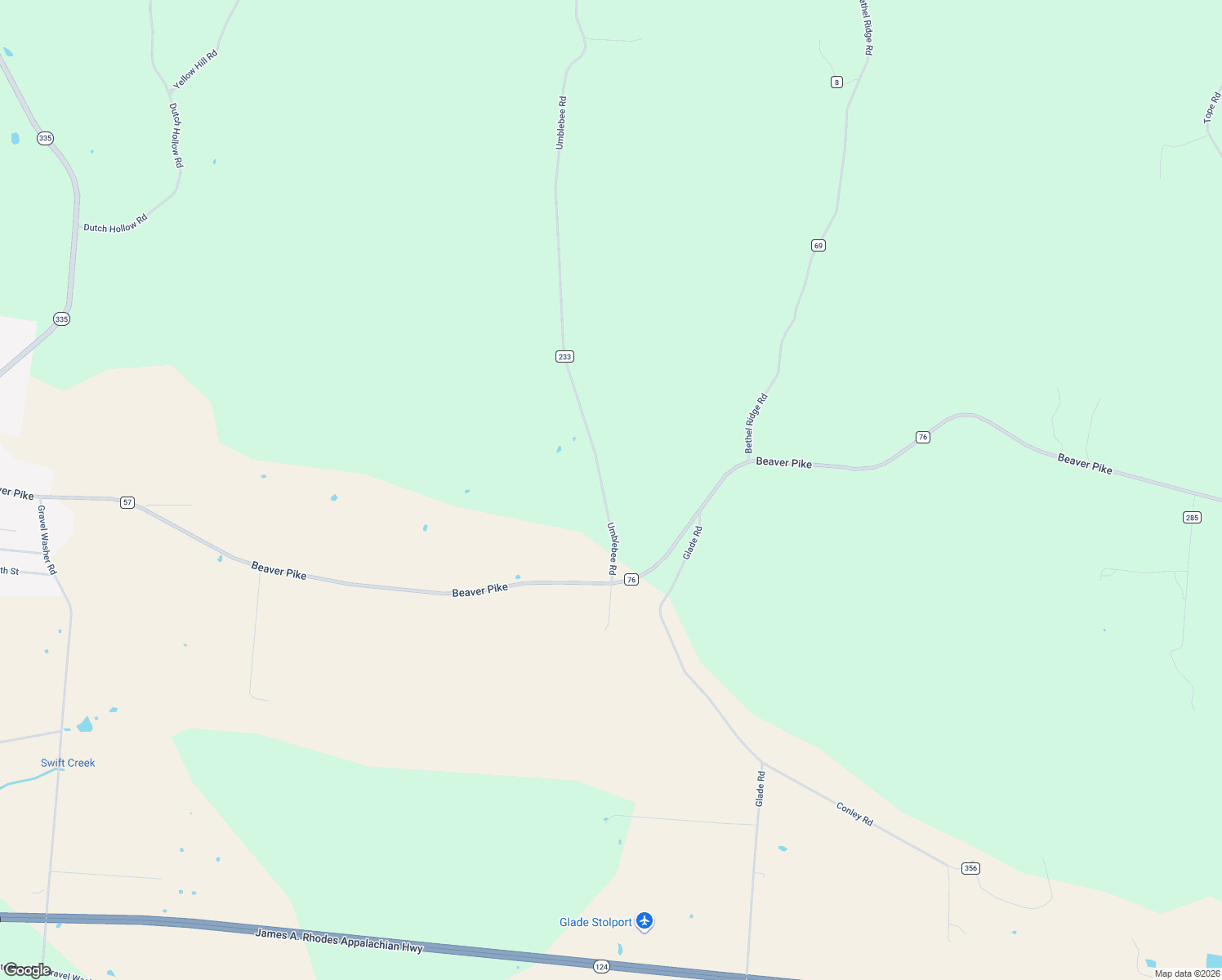 map of restaurants, bars, coffee shops, grocery stores, and more near 258 Umblebee Road in Beaver