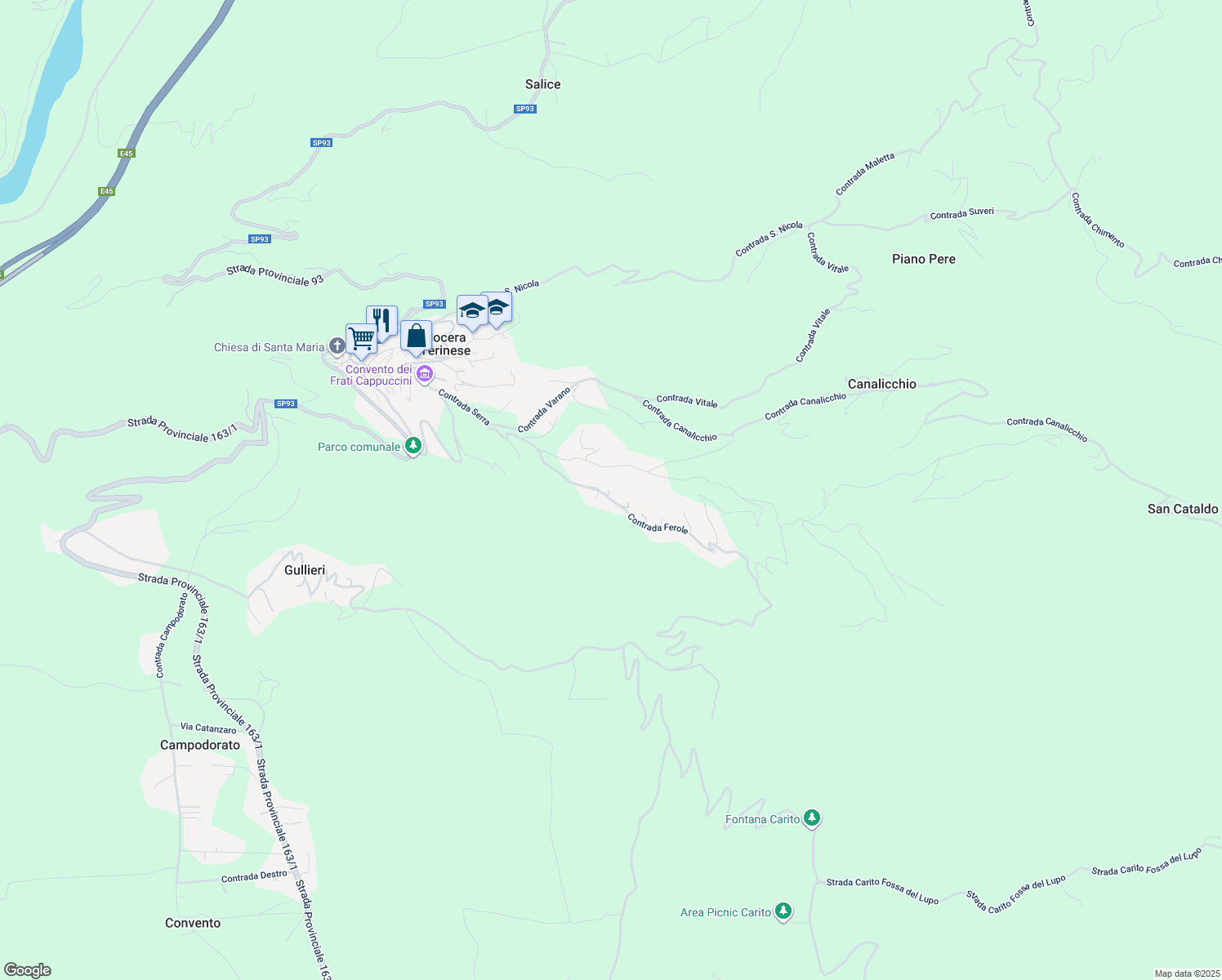 map of restaurants, bars, coffee shops, grocery stores, and more near 54 Contrada Ferole in Nocera Terinese