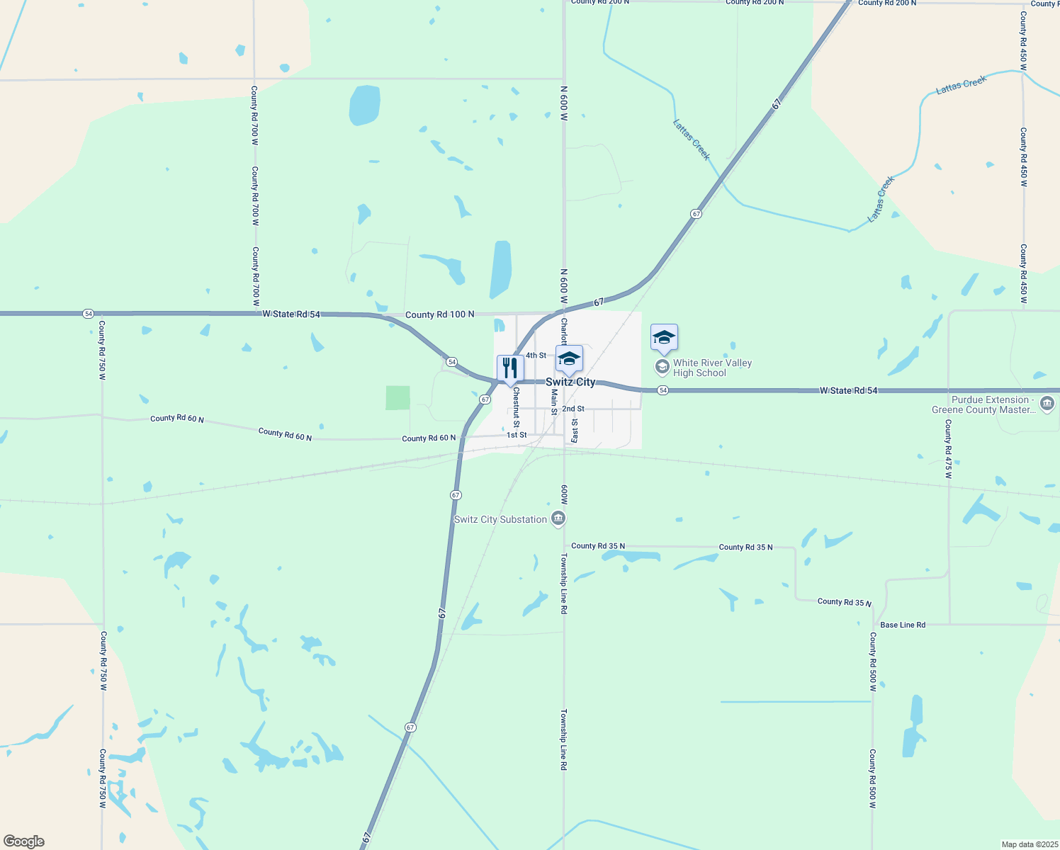 map of restaurants, bars, coffee shops, grocery stores, and more near 132 Fletcher St in Switz City