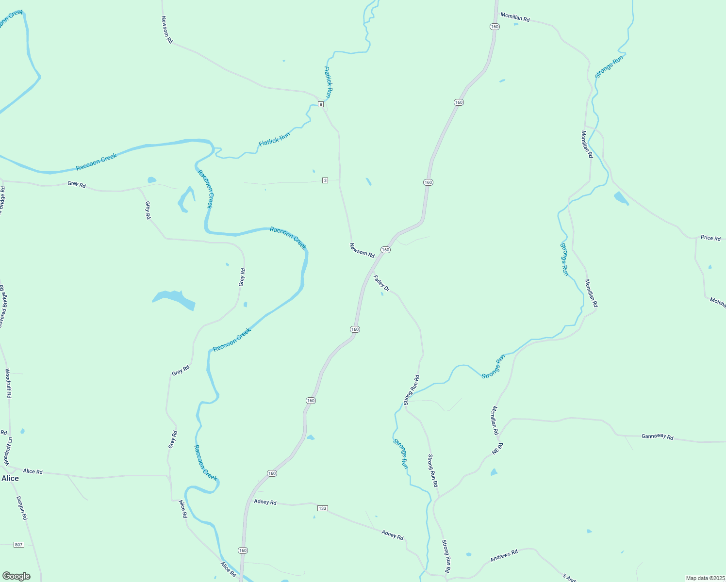 map of restaurants, bars, coffee shops, grocery stores, and more near 46556 Ohio 160 in Vinton