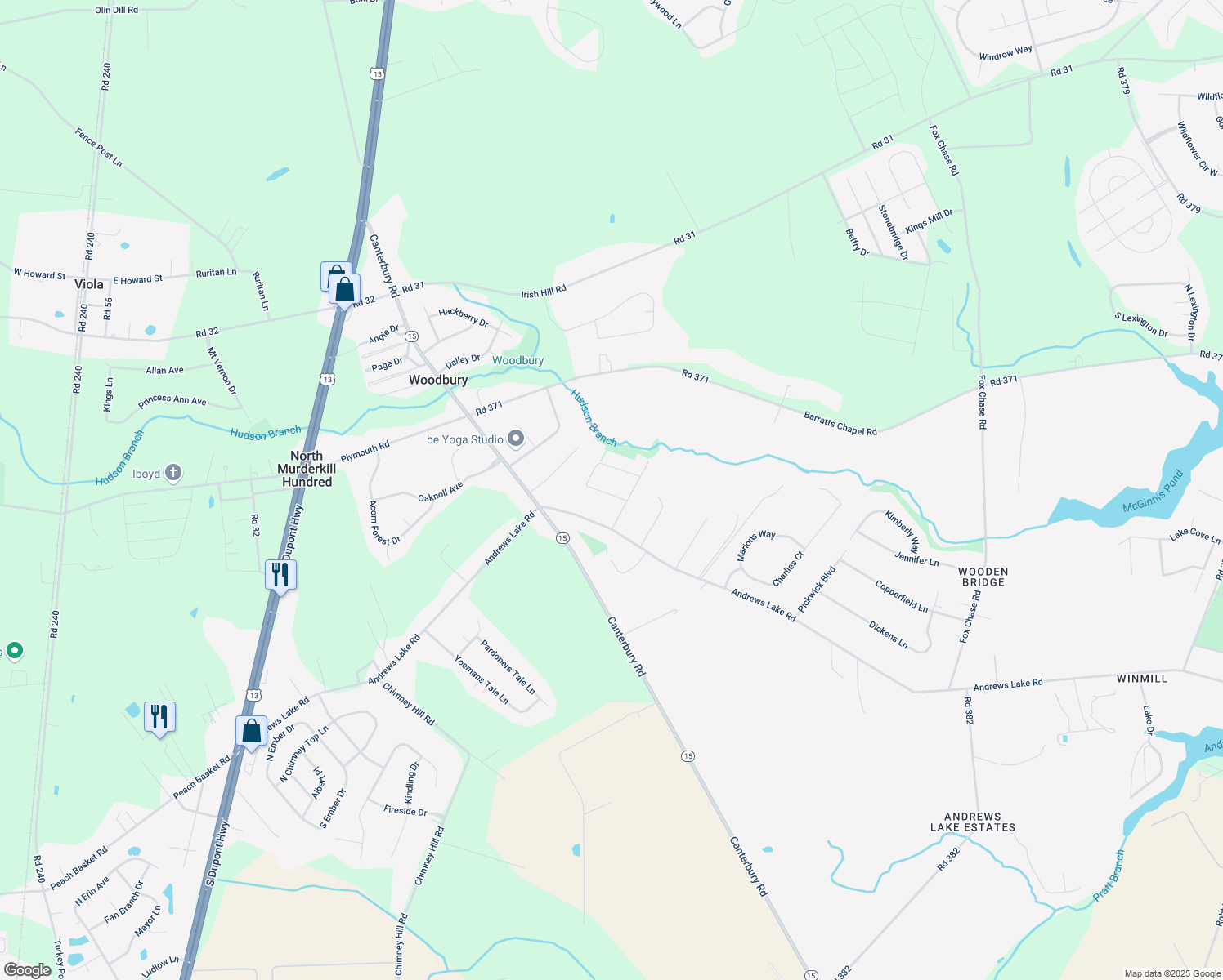 map of restaurants, bars, coffee shops, grocery stores, and more near 48 Vineyard Lane in Felton