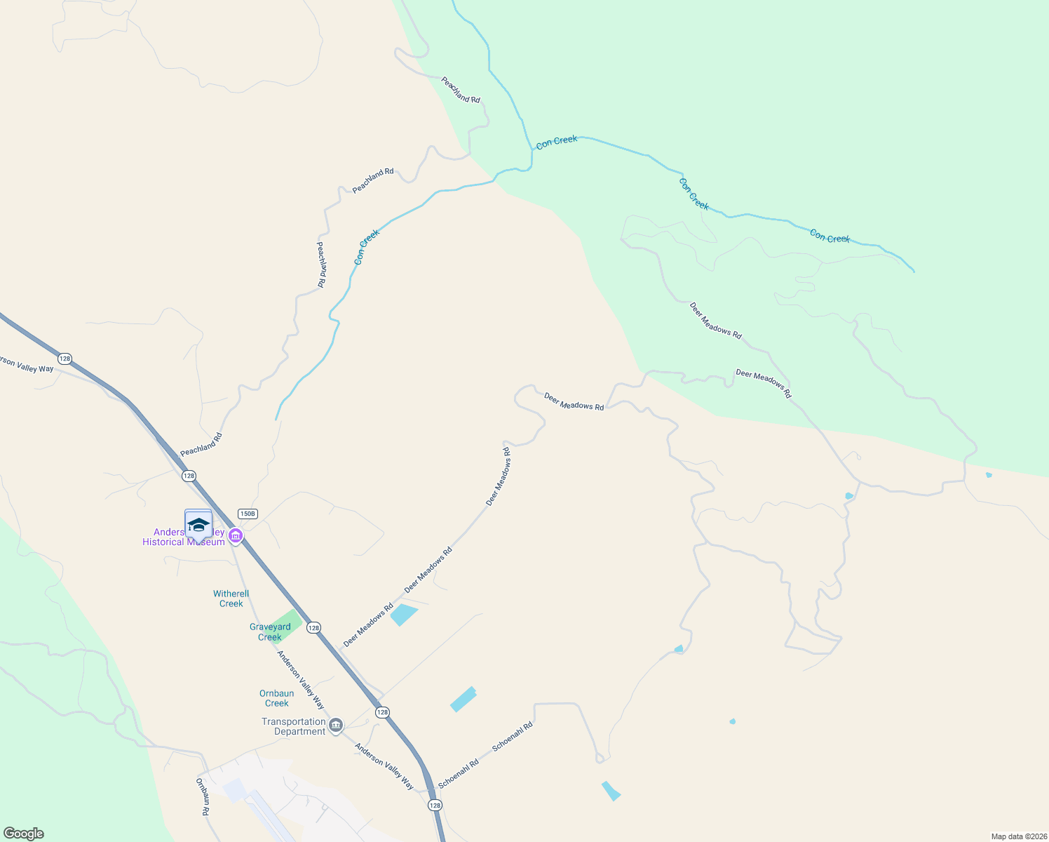 map of restaurants, bars, coffee shops, grocery stores, and more near 17350 Deer Meadows Road in Boonville