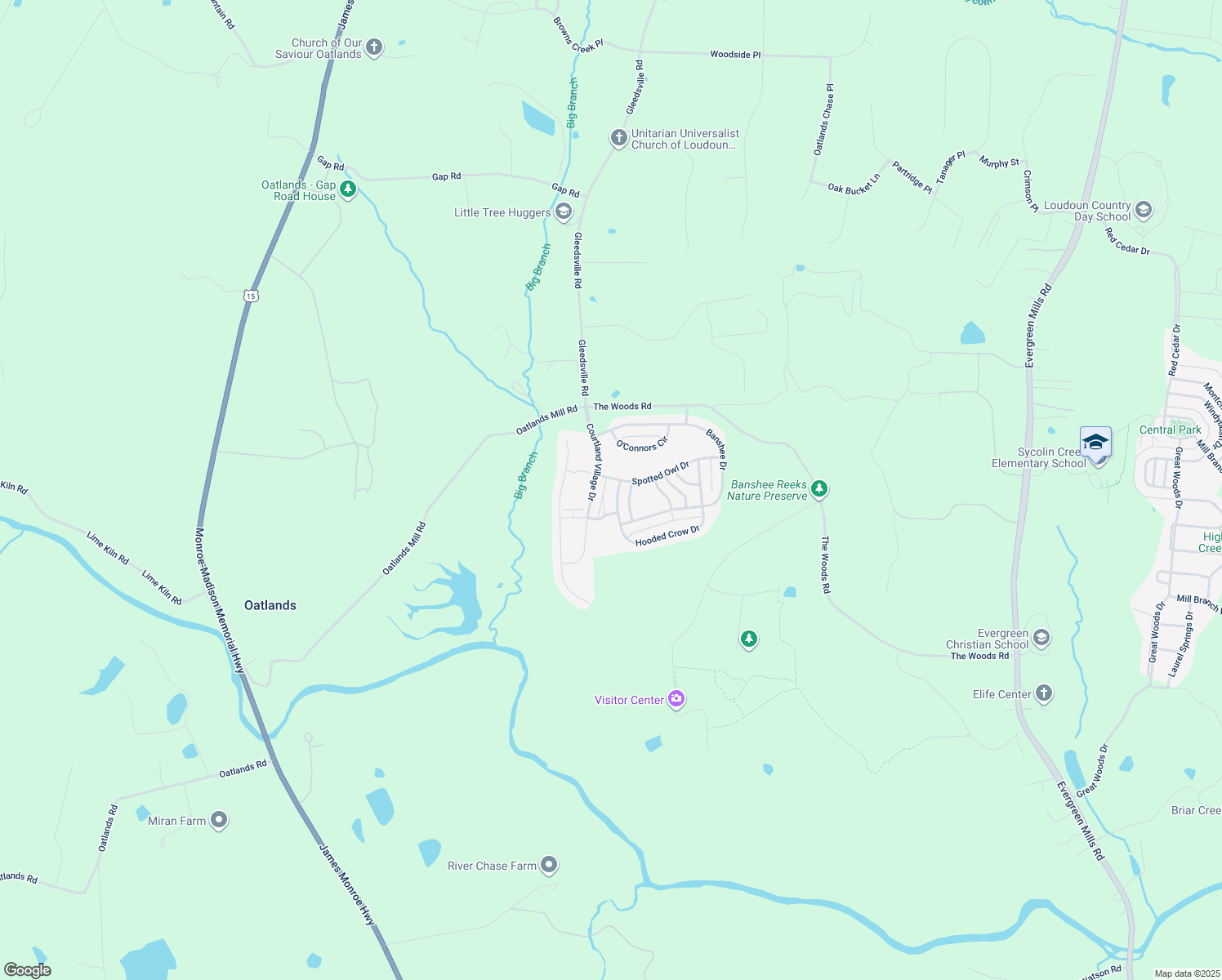 map of restaurants, bars, coffee shops, grocery stores, and more near 20971 Hooded Crow Drive in Leesburg