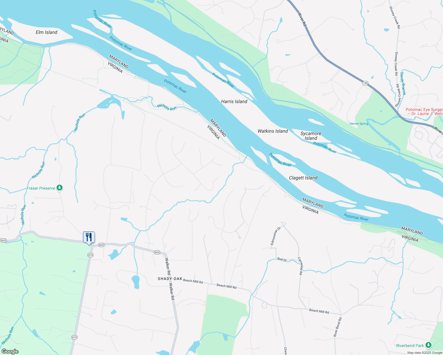 map of restaurants, bars, coffee shops, grocery stores, and more near 9889 Windy Hollow Road in Great Falls