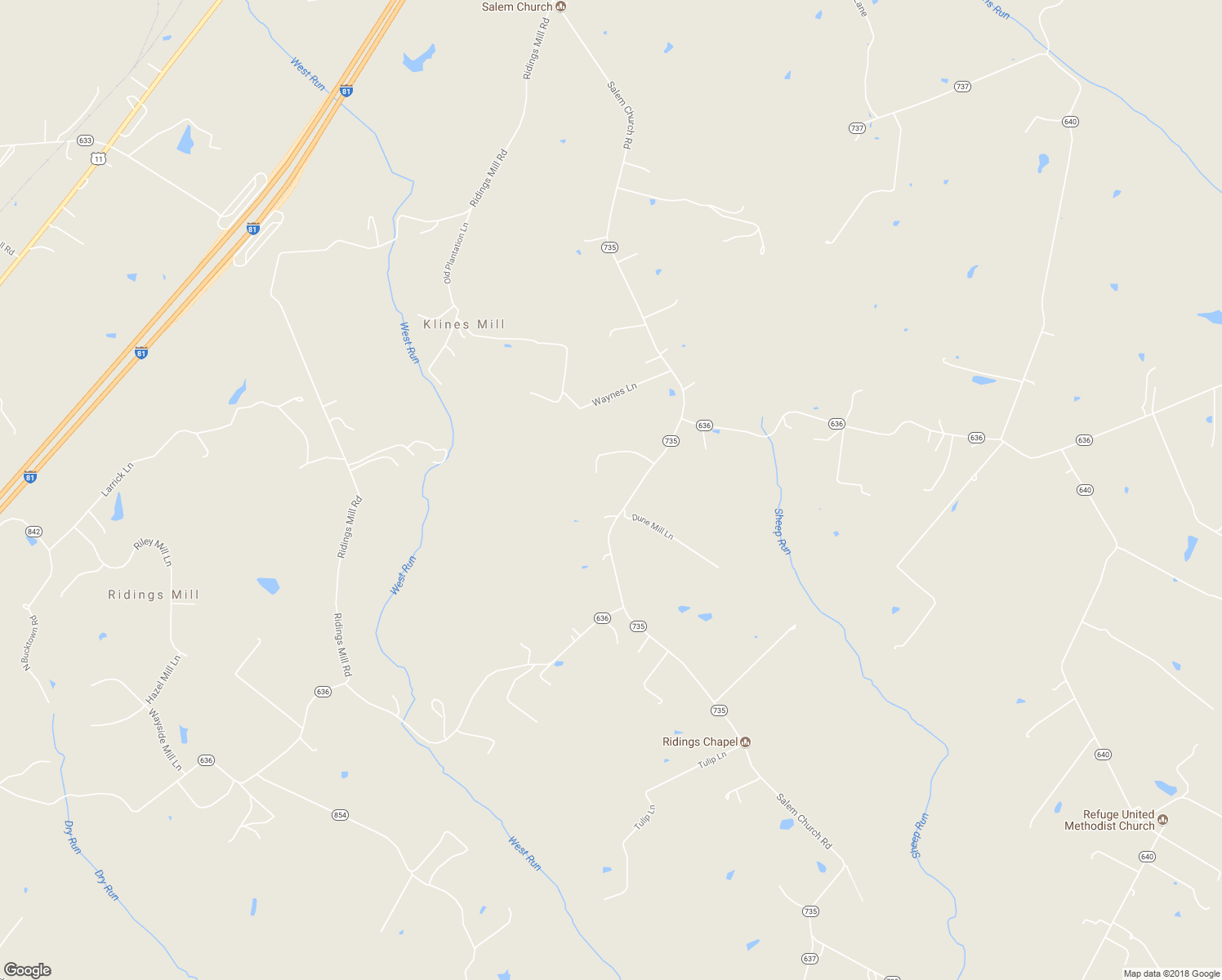 map of restaurants, bars, coffee shops, grocery stores, and more near 1216 Salem Church Road in Stephens City