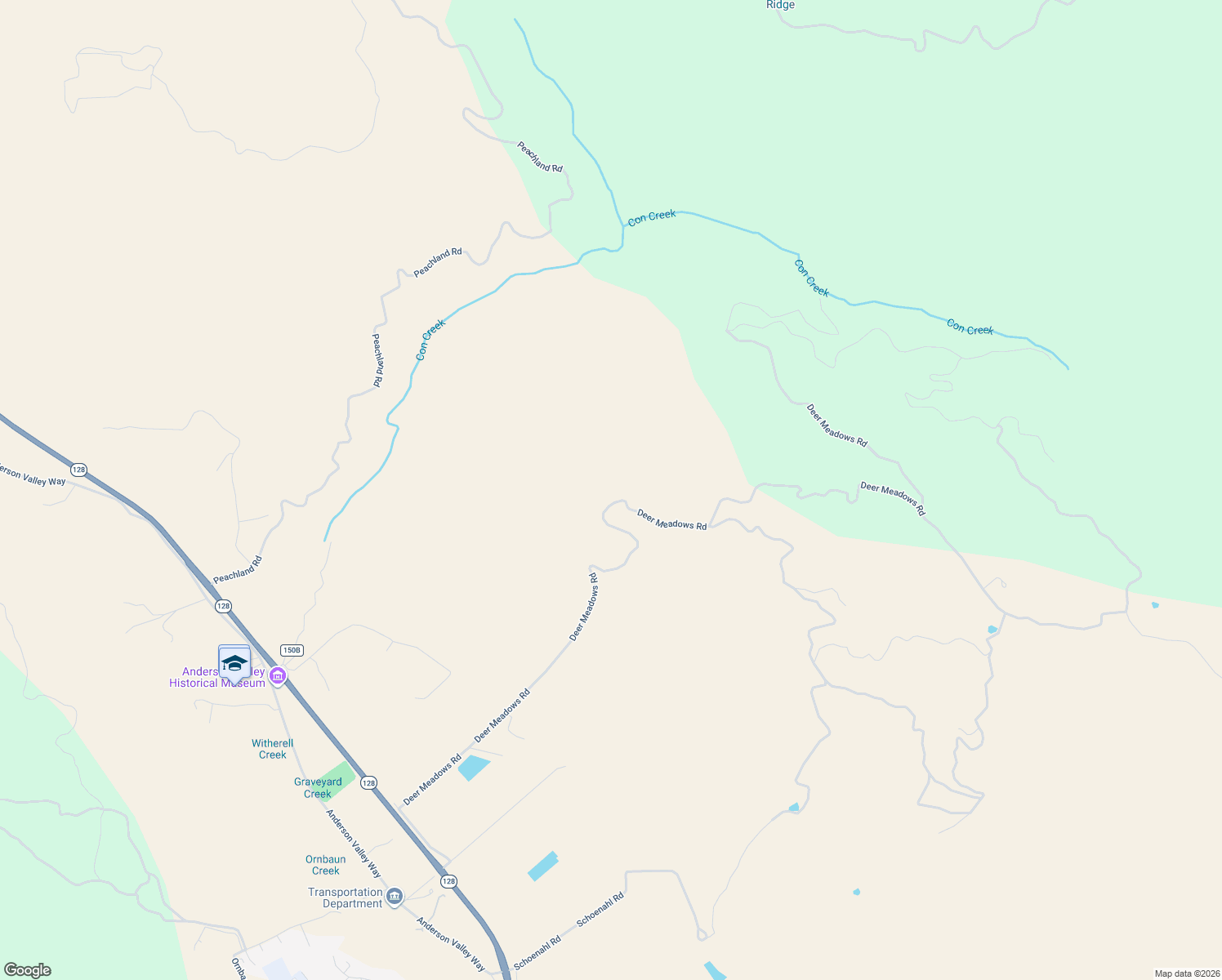 map of restaurants, bars, coffee shops, grocery stores, and more near 17350 Deer Meadows Road in Boonville
