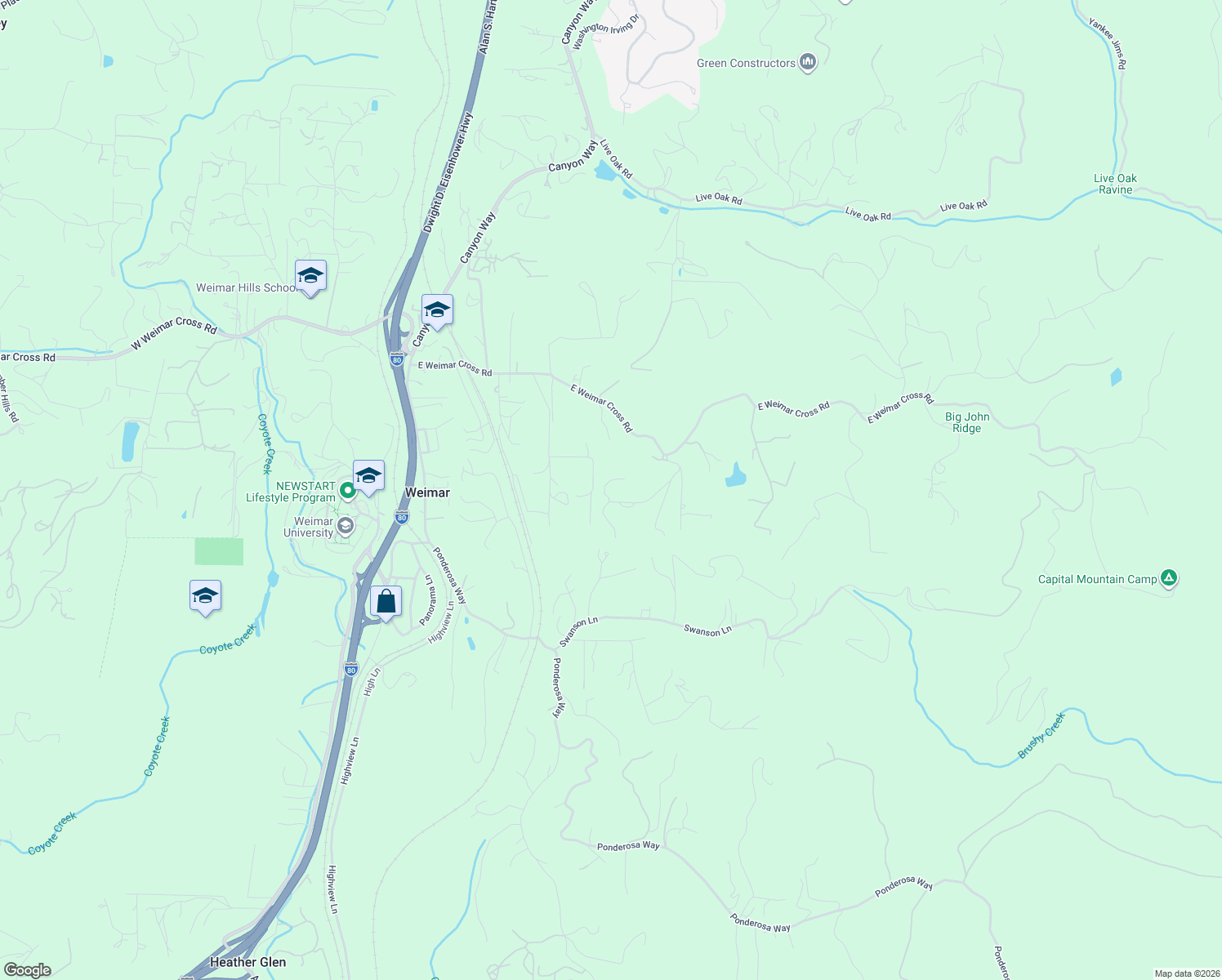 map of restaurants, bars, coffee shops, grocery stores, and more near 525 Deerborne Court in Colfax