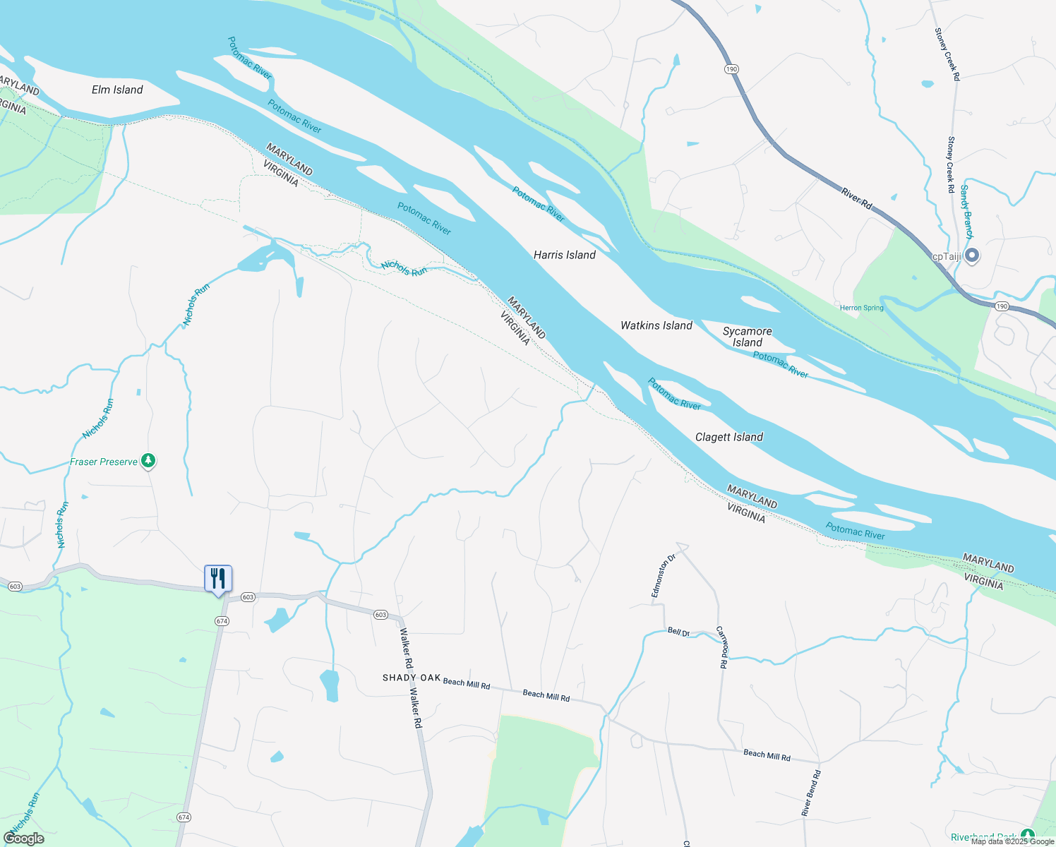 map of restaurants, bars, coffee shops, grocery stores, and more near 9888 Windy Hollow Road in Great Falls