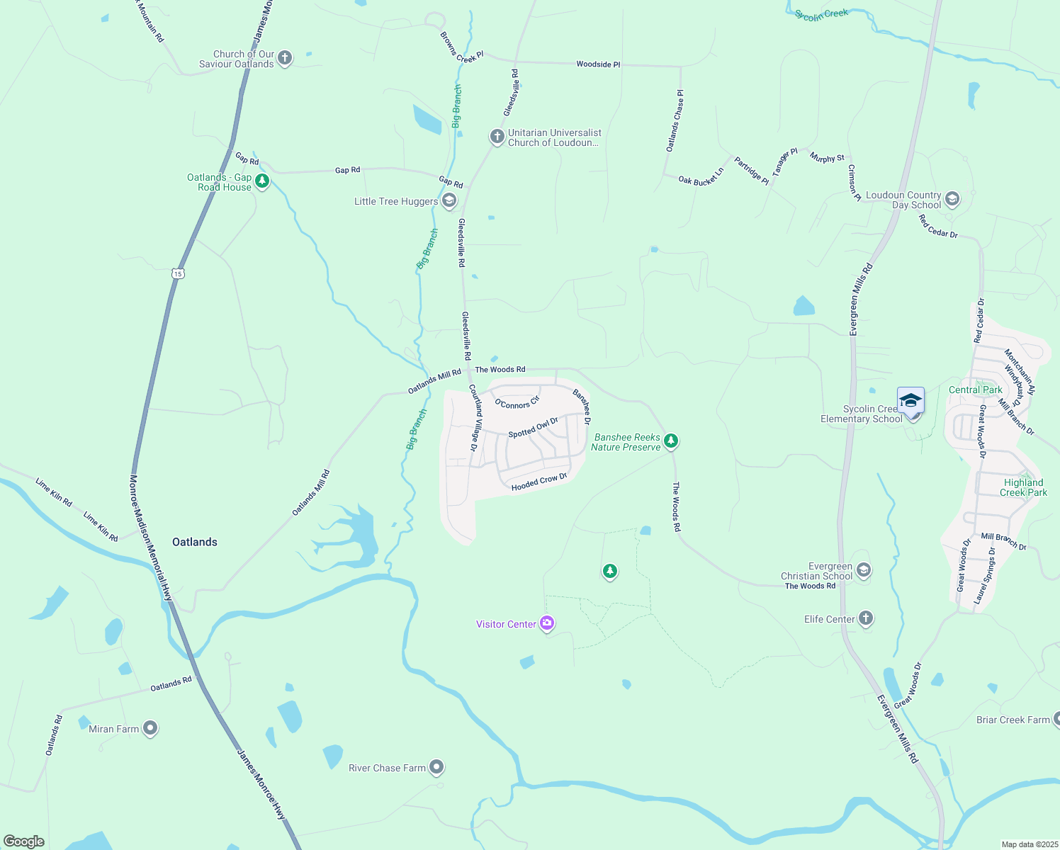 map of restaurants, bars, coffee shops, grocery stores, and more near 40522 Spotted Owl Drive in Leesburg