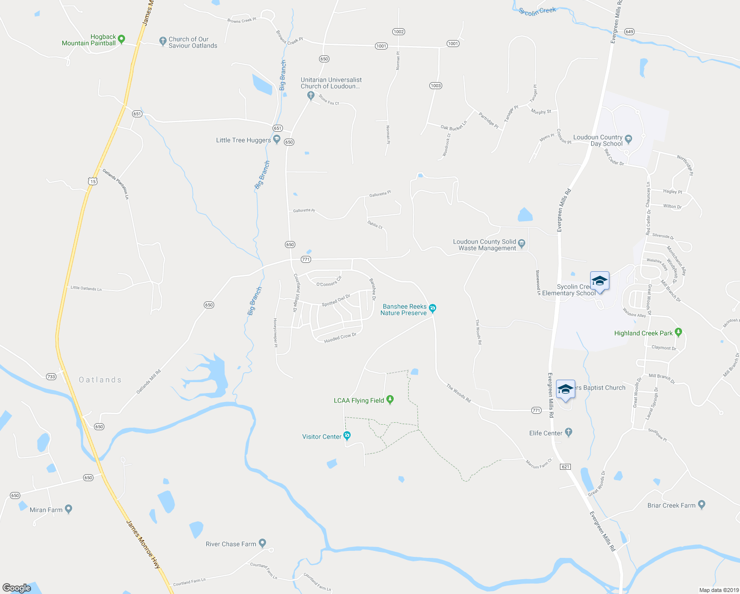 map of restaurants, bars, coffee shops, grocery stores, and more near 40562 Banshee Drive in Leesburg