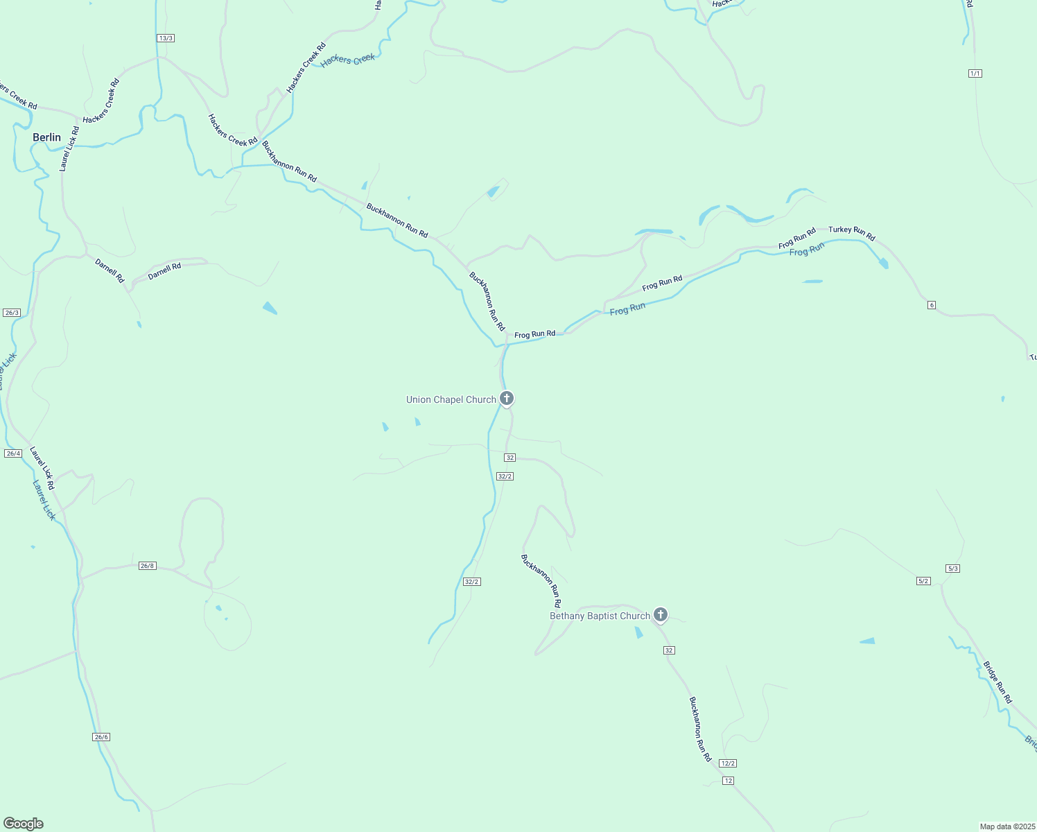 map of restaurants, bars, coffee shops, grocery stores, and more near 1399 Buckhannon Run Road in Buckhannon