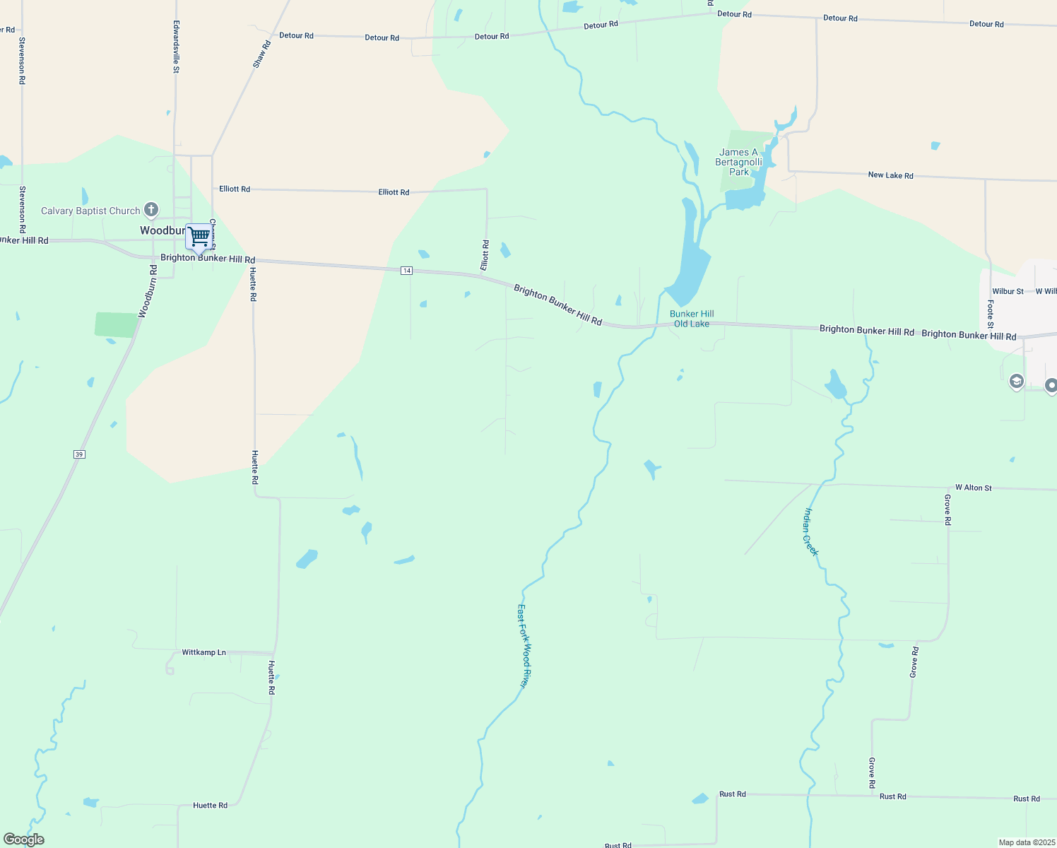 map of restaurants, bars, coffee shops, grocery stores, and more near 2742 Wood Hill Lane in Bunker Hill