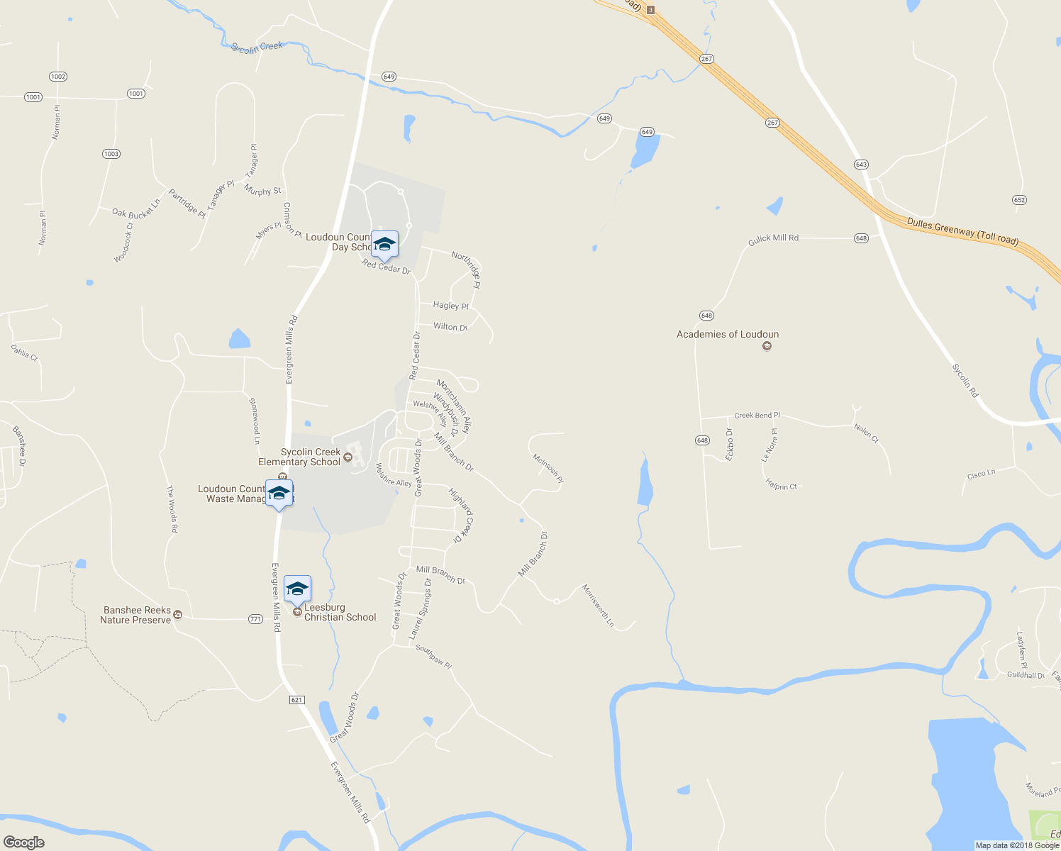 map of restaurants, bars, coffee shops, grocery stores, and more near 20899 McIntosh Pl in Leesburg
