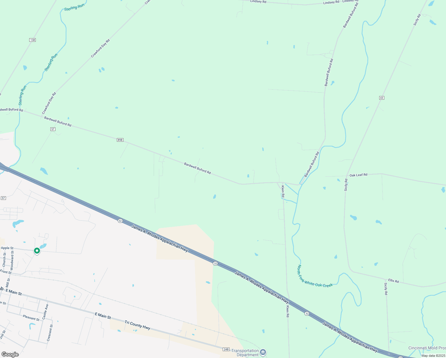 map of restaurants, bars, coffee shops, grocery stores, and more near 4654 Bardwell Buford Road in Mount Orab