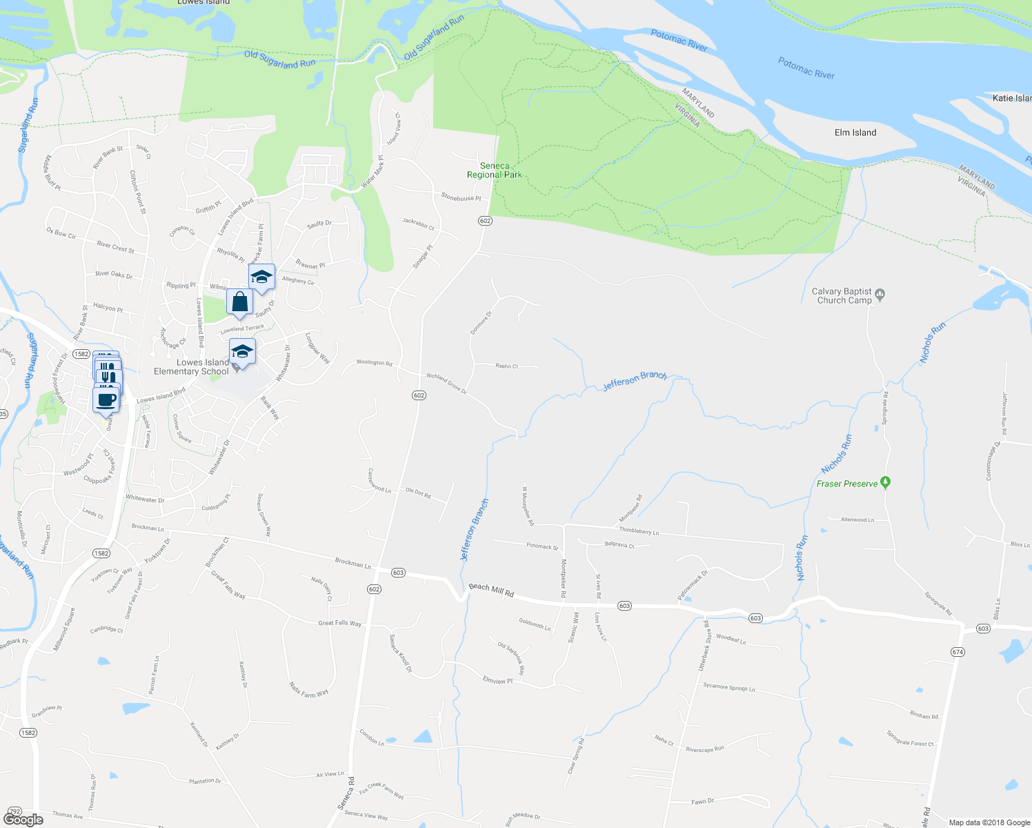 map of restaurants, bars, coffee shops, grocery stores, and more near 11206 Richland Grove Drive in Great Falls