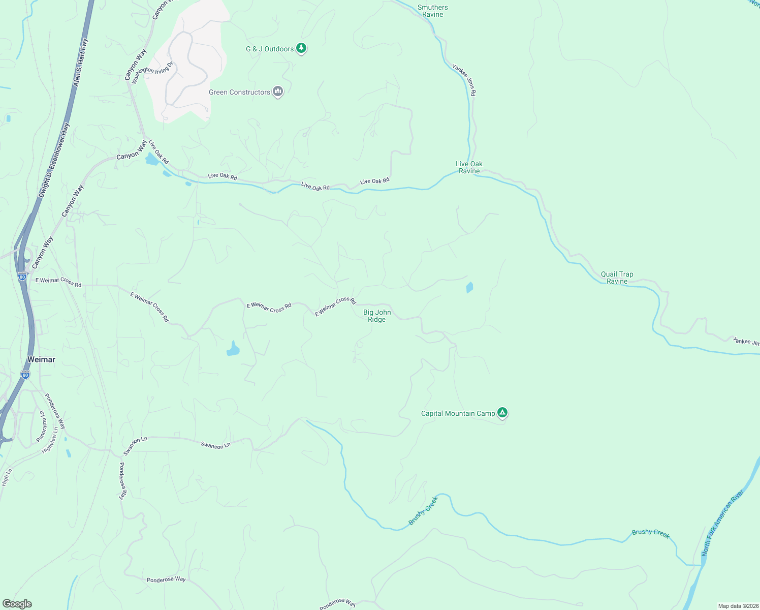 map of restaurants, bars, coffee shops, grocery stores, and more near 1410 East Weimar Cross Road in Colfax
