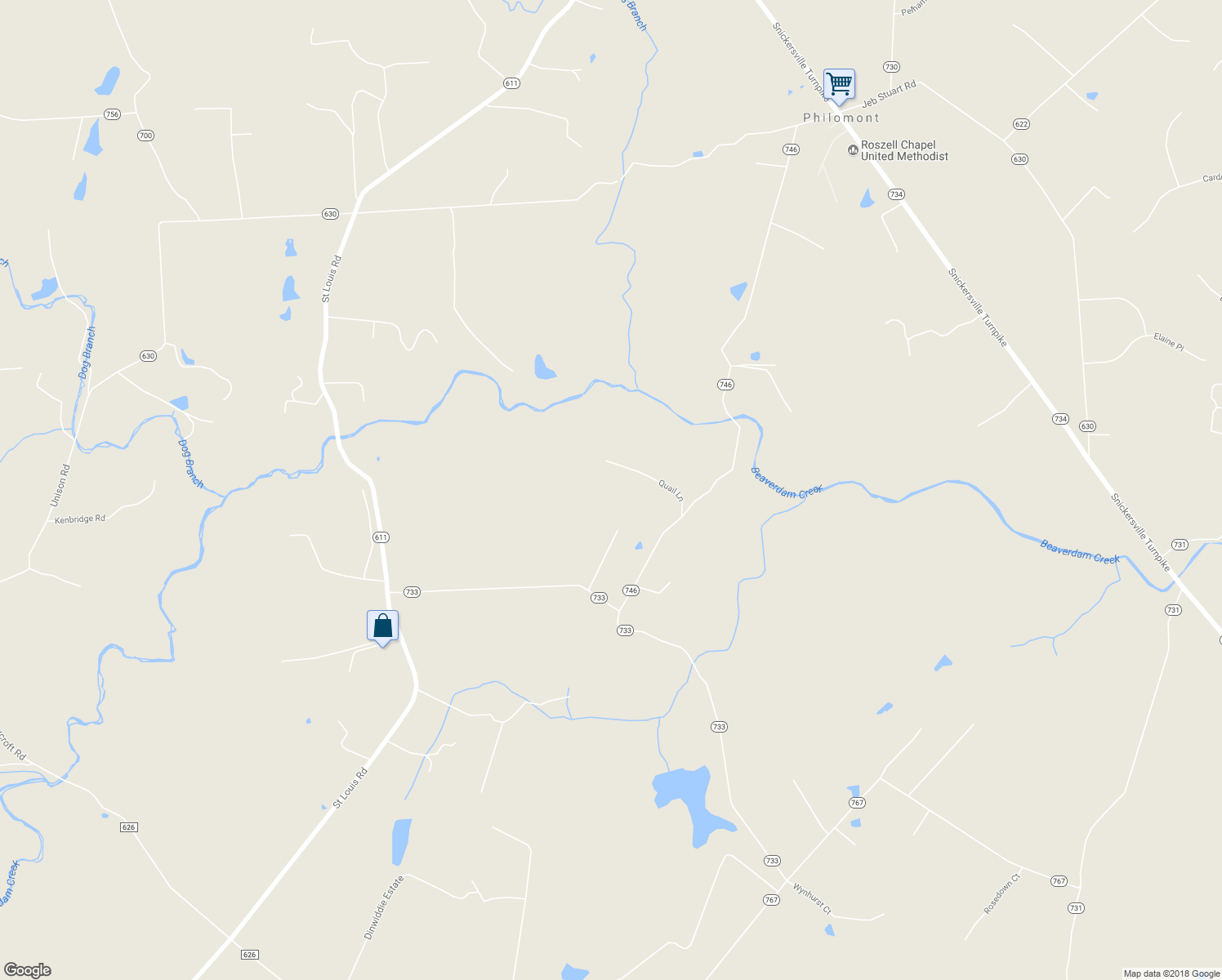map of restaurants, bars, coffee shops, grocery stores, and more near 36190 Turkey Roost Road in Middleburg