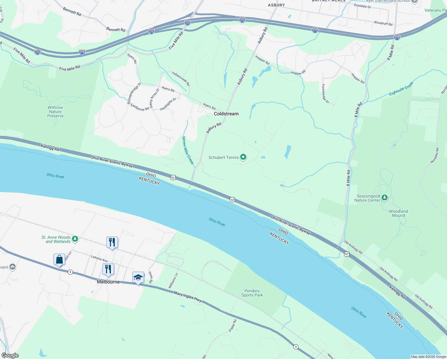 map of restaurants, bars, coffee shops, grocery stores, and more near 300 Cardinal Terrace in Cincinnati