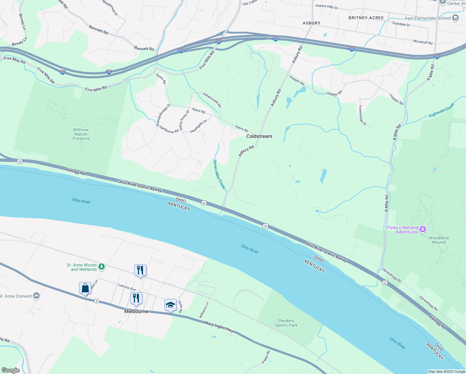 map of restaurants, bars, coffee shops, grocery stores, and more near 149 Cardinal Terrace in Cincinnati