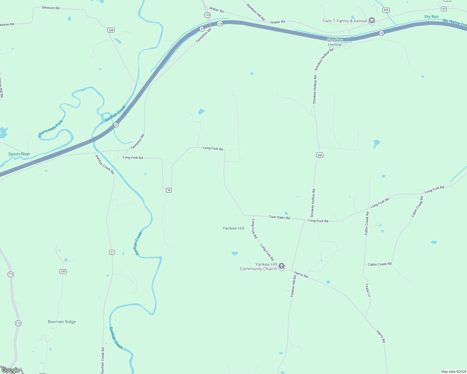map of restaurants, bars, coffee shops, grocery stores, and more near 1623 Long Fork Road in Piketon