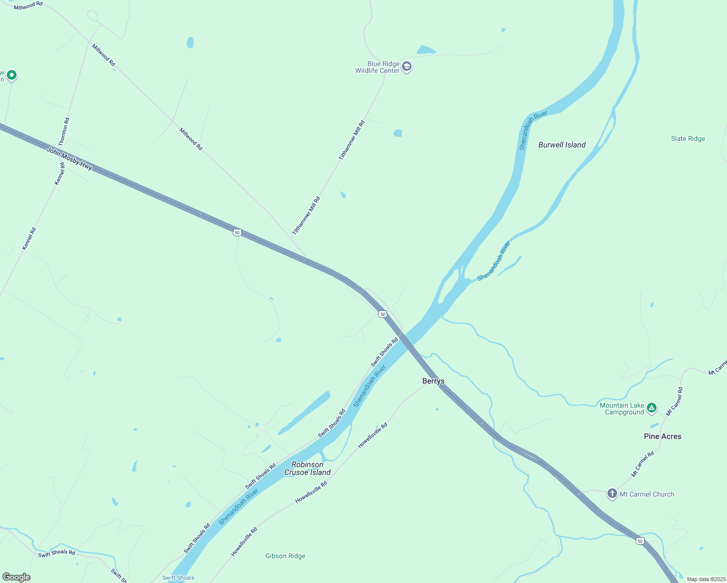 map of restaurants, bars, coffee shops, grocery stores, and more near 2354 John Mosby Highway in Boyce
