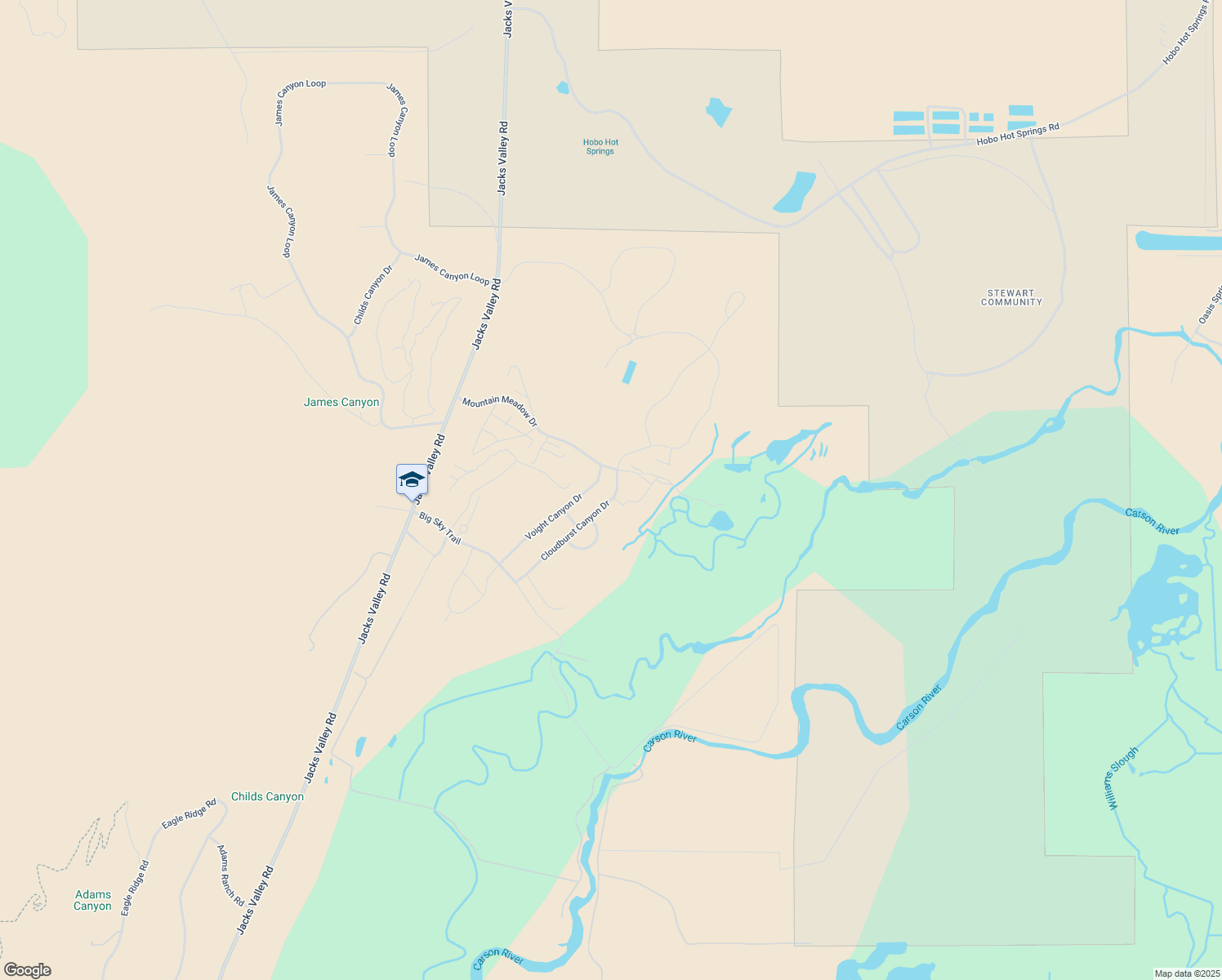 map of restaurants, bars, coffee shops, grocery stores, and more near 2870 Cloudburst Canyon Dr in Carson City