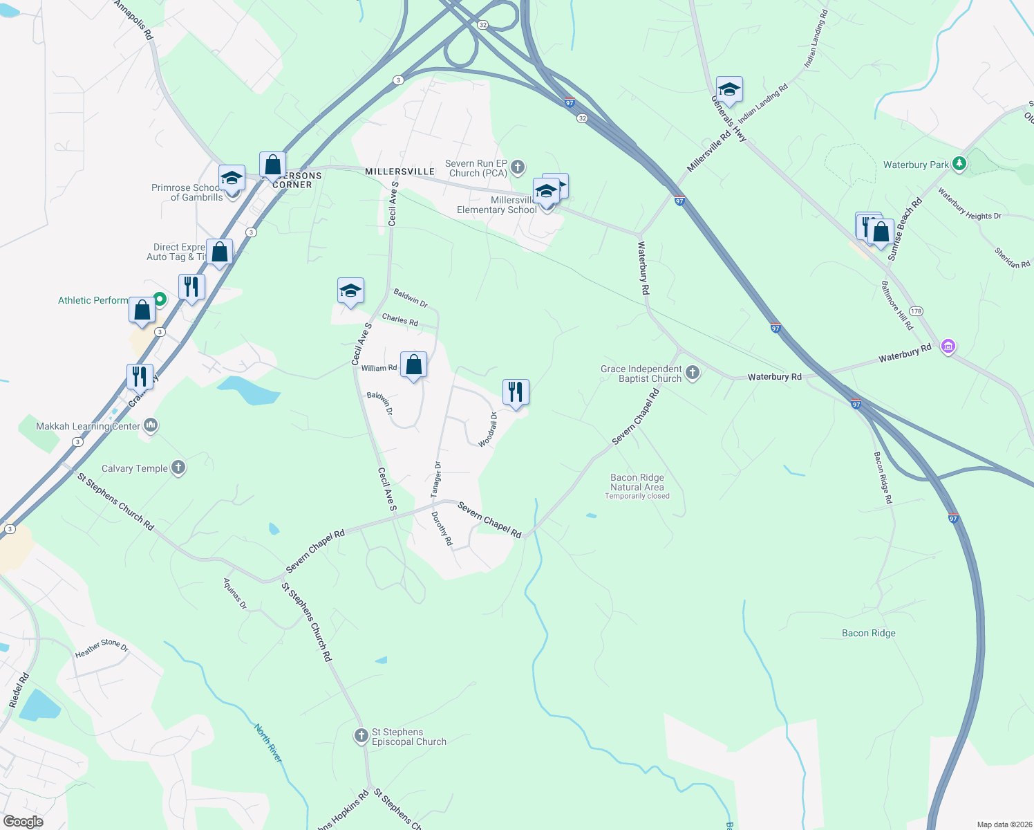 map of restaurants, bars, coffee shops, grocery stores, and more near in 