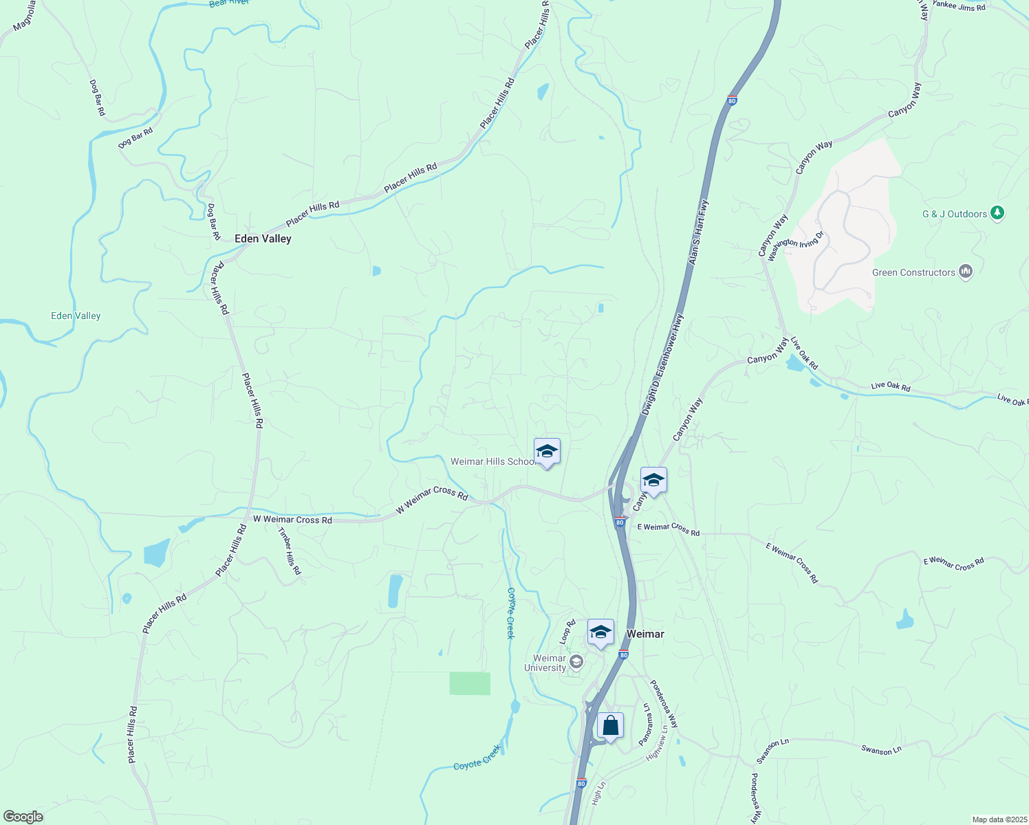 map of restaurants, bars, coffee shops, grocery stores, and more near 21310 Snooks Road in Colfax