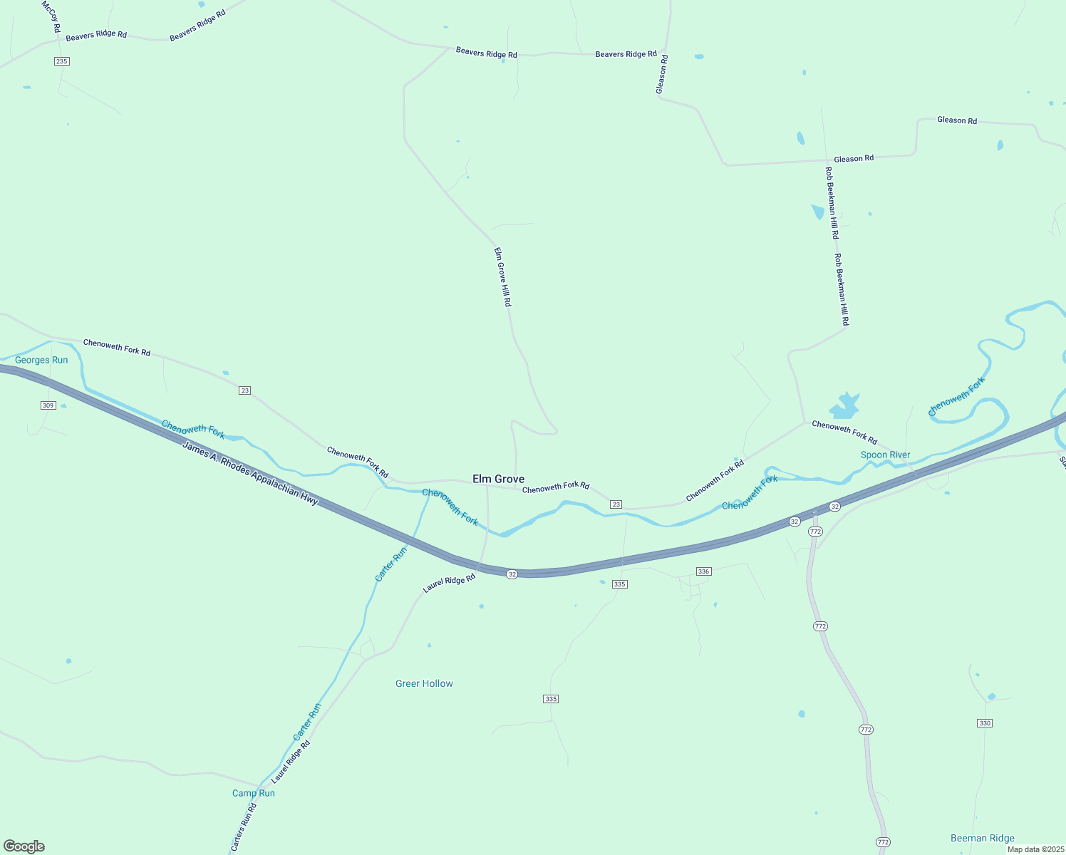 map of restaurants, bars, coffee shops, grocery stores, and more near 1-563 Elm Grove Hill Road in Piketon