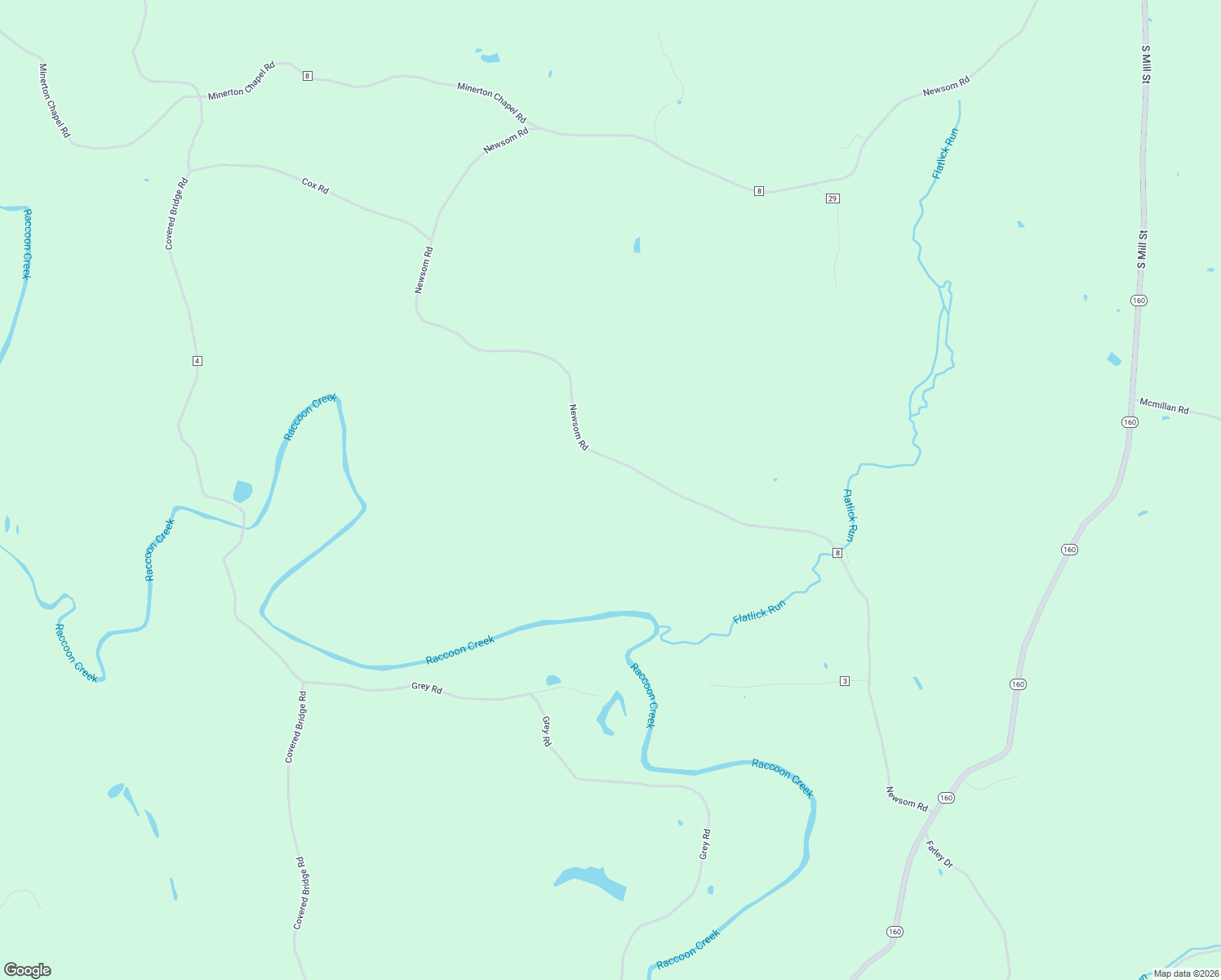 map of restaurants, bars, coffee shops, grocery stores, and more near 45547 Newsom Road in Vinton