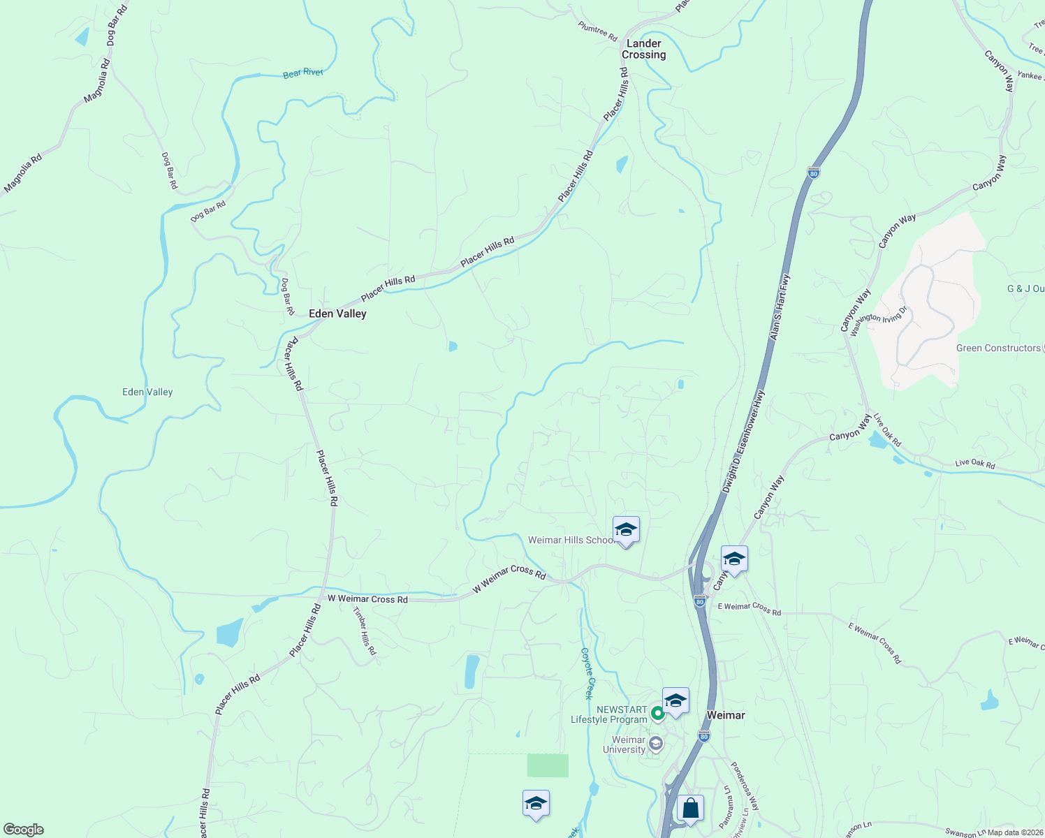 map of restaurants, bars, coffee shops, grocery stores, and more near 21465 Mason Road in Colfax
