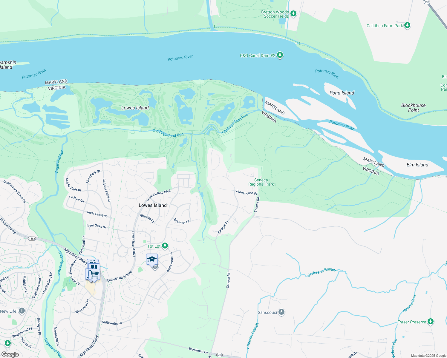 map of restaurants, bars, coffee shops, grocery stores, and more near 112 Sinegar Place in Sterling