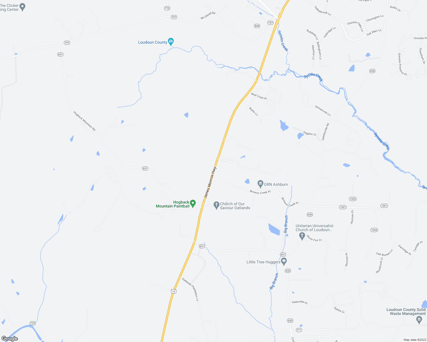 map of restaurants, bars, coffee shops, grocery stores, and more near 20130 James Monroe Highway in Leesburg